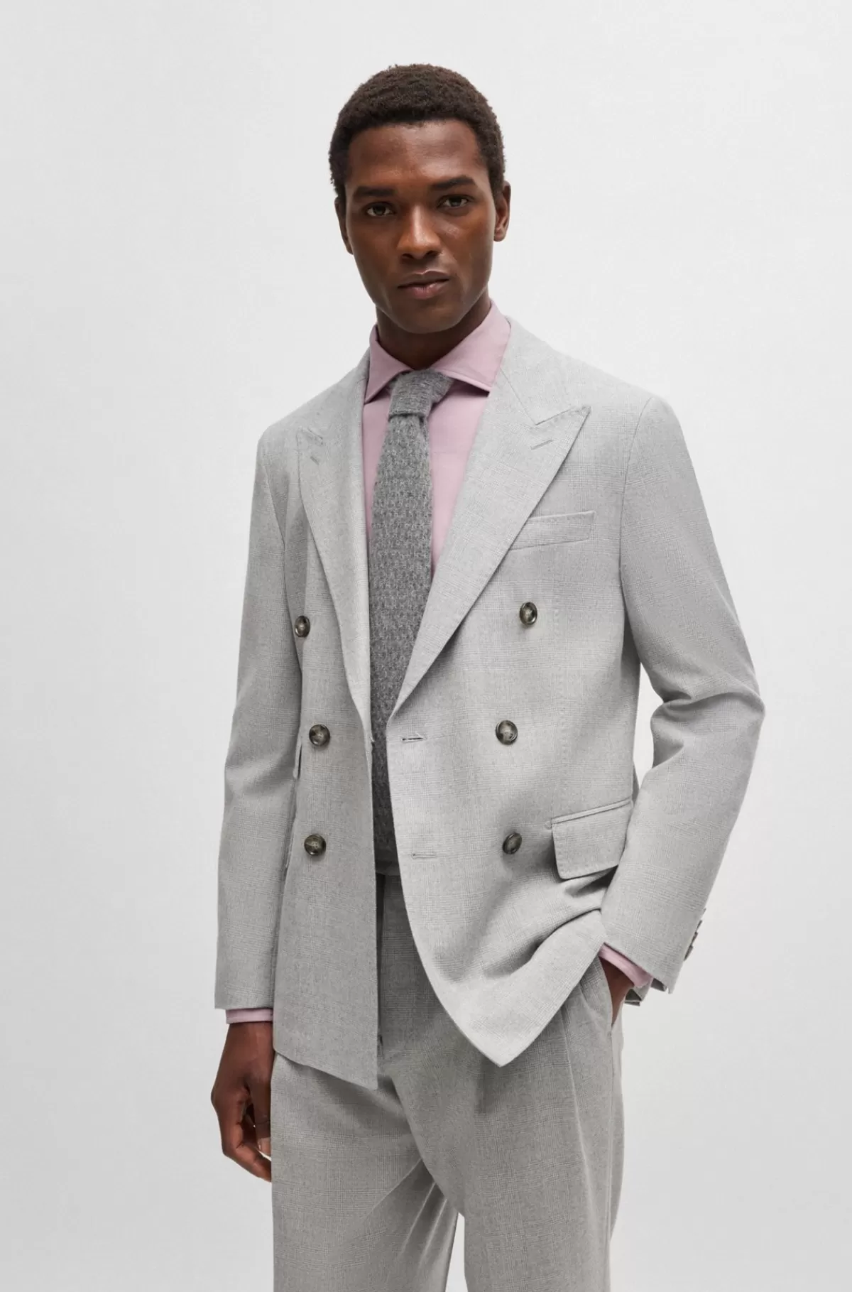 HUGO BOSS Regular Fit Skjorte I Bomuld Med Stræk Og Diagonale Striber Lys pink Outlet