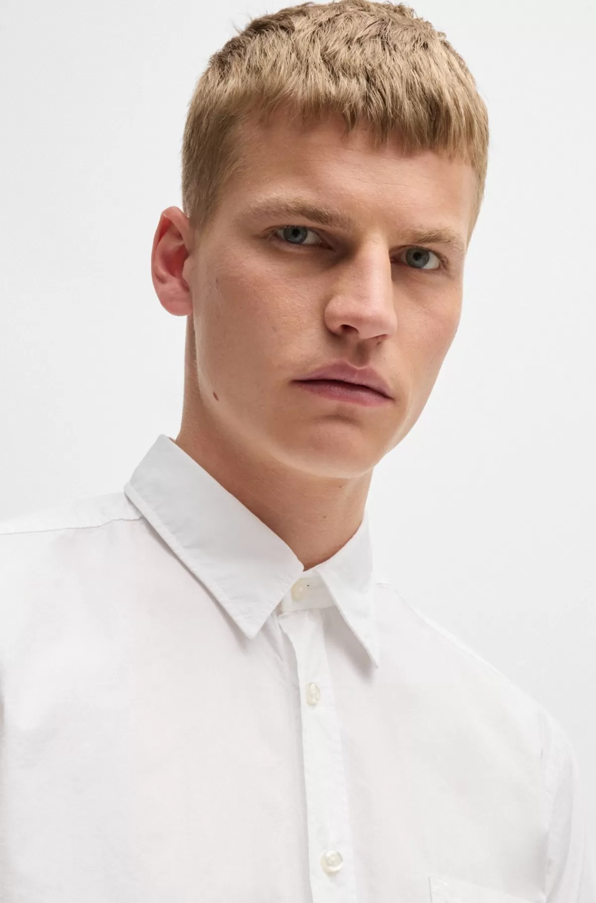 HUGO BOSS Regular Fit Skjorte I økologisk Bomuldspoplin Hvid Fashion