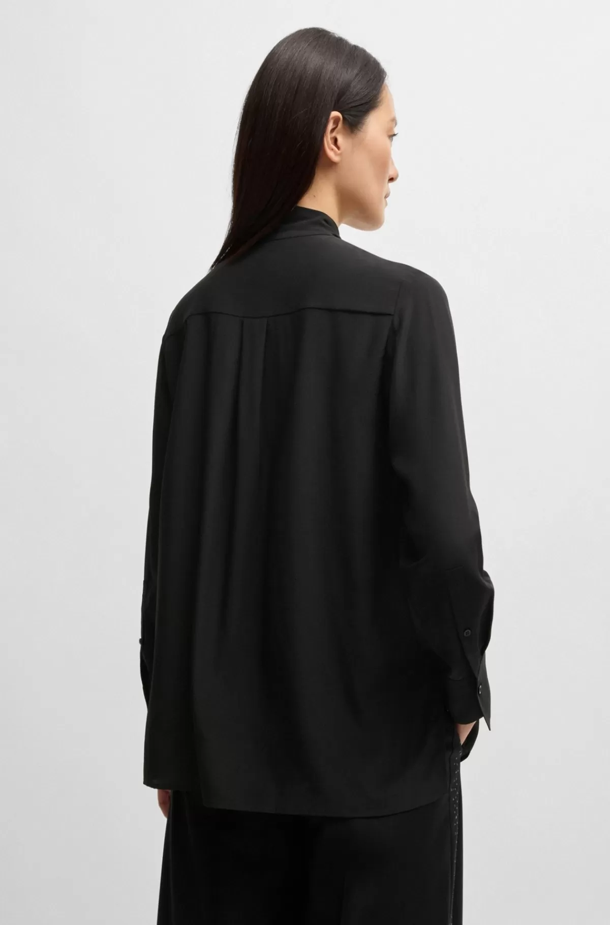 HUGO BOSS Regular Fit Skjorte I Silke Og Bindekrave Sort Online