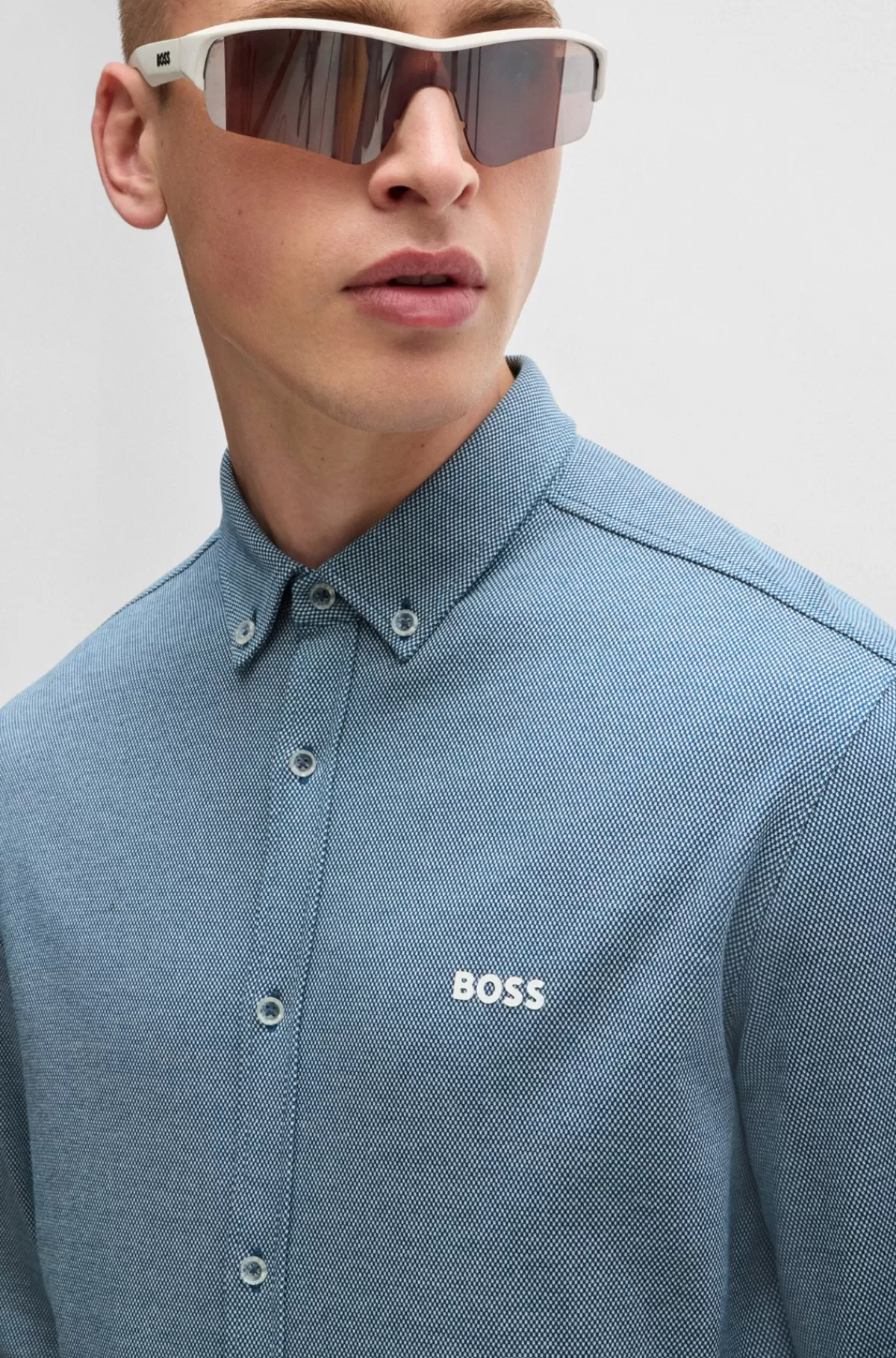 HUGO BOSS Regular Fit Skjorte I Strygelet Bomuld Lyseblå Sale