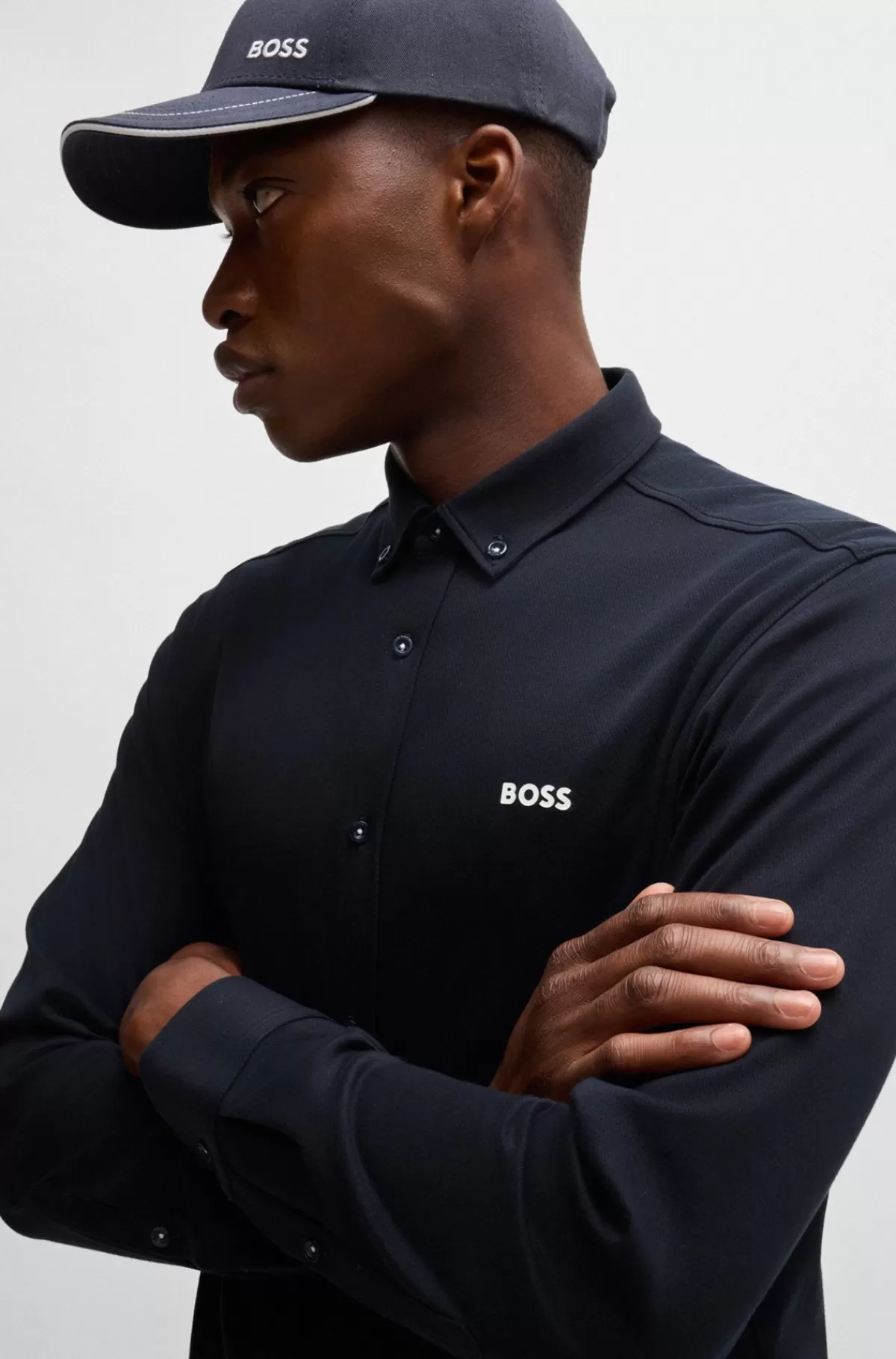 HUGO BOSS Regular Fit Skjorte I Strygelet Bomuld Mørkeblå Best
