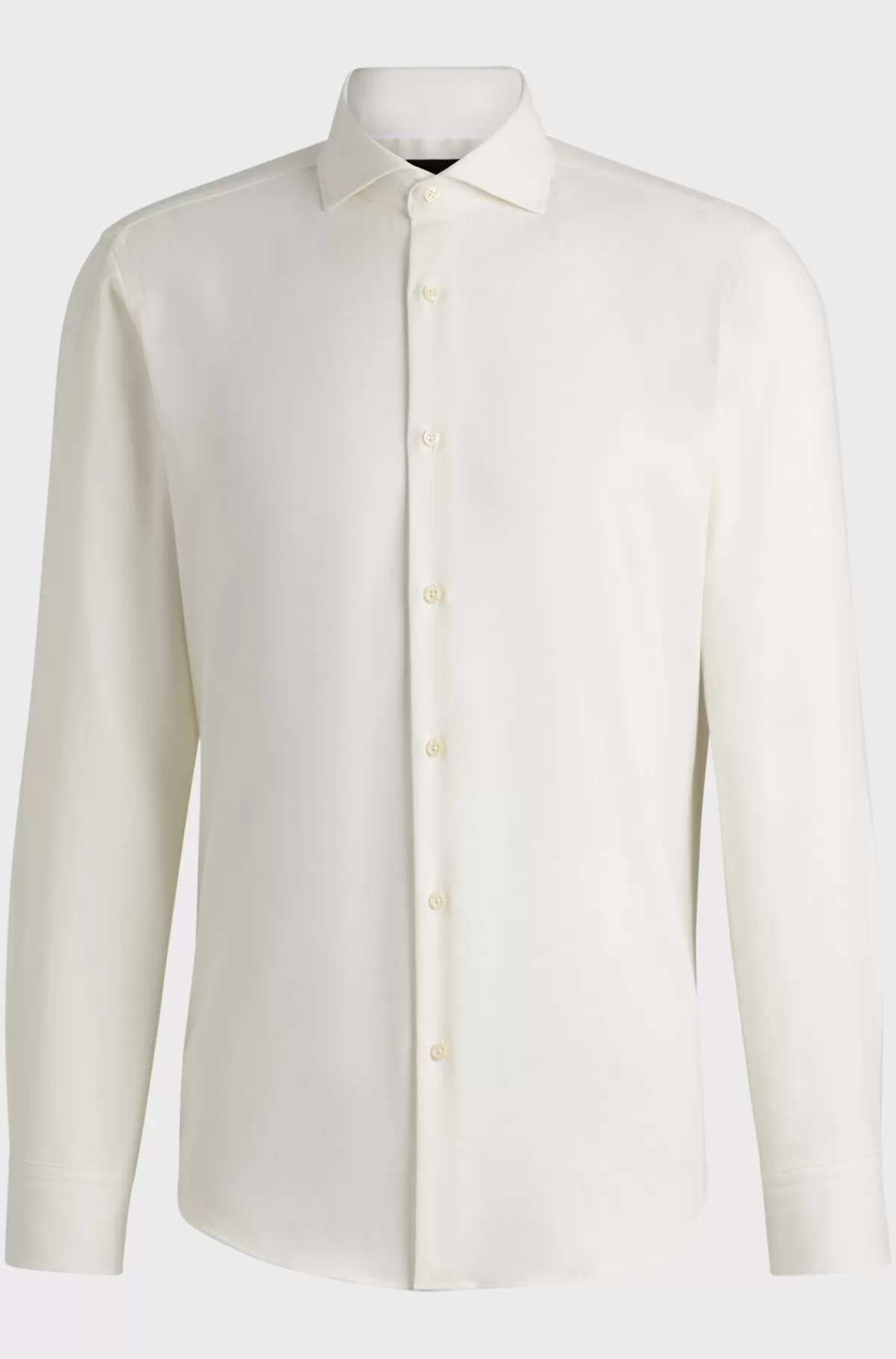 HUGO BOSS Regular Fit Skjorte I Twill Med Bomuld Og Kashmir Hvid Online