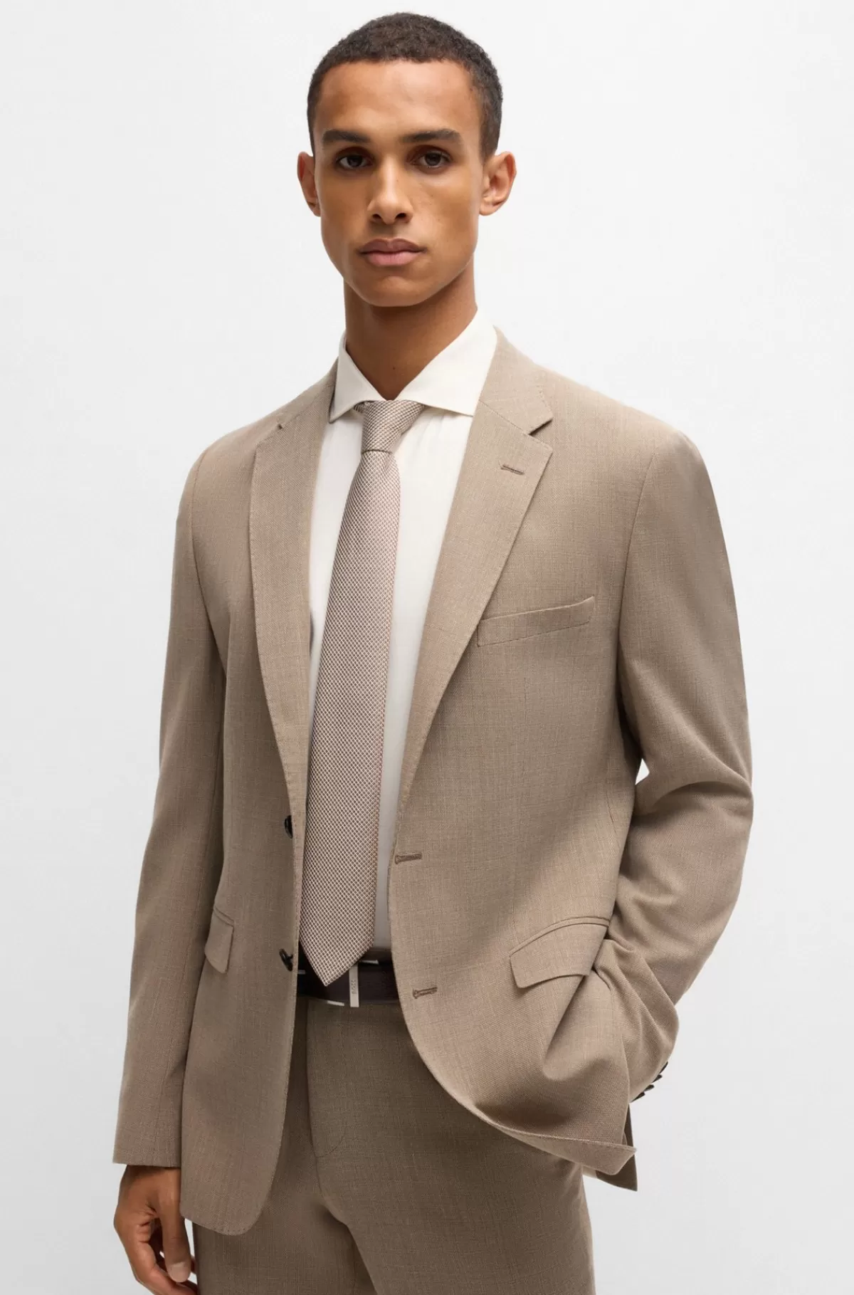 HUGO BOSS Regular Fit Skjorte I Twill Med Bomuld Og Kashmir Hvid Online