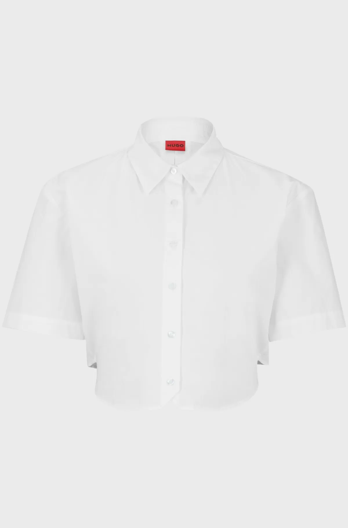 HUGO BOSS Regular Fit Skjorte Med Afkortet Længde Og Logoelastik På Ryggen Hvid Cheap
