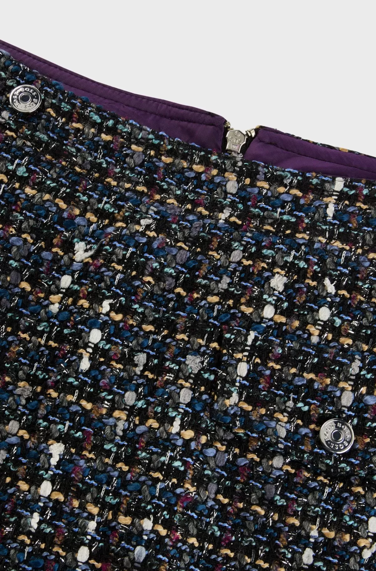 HUGO BOSS Regular Fit Skort Med Slå Om-front I Flerfarvet Tweed Mønstret Cheap