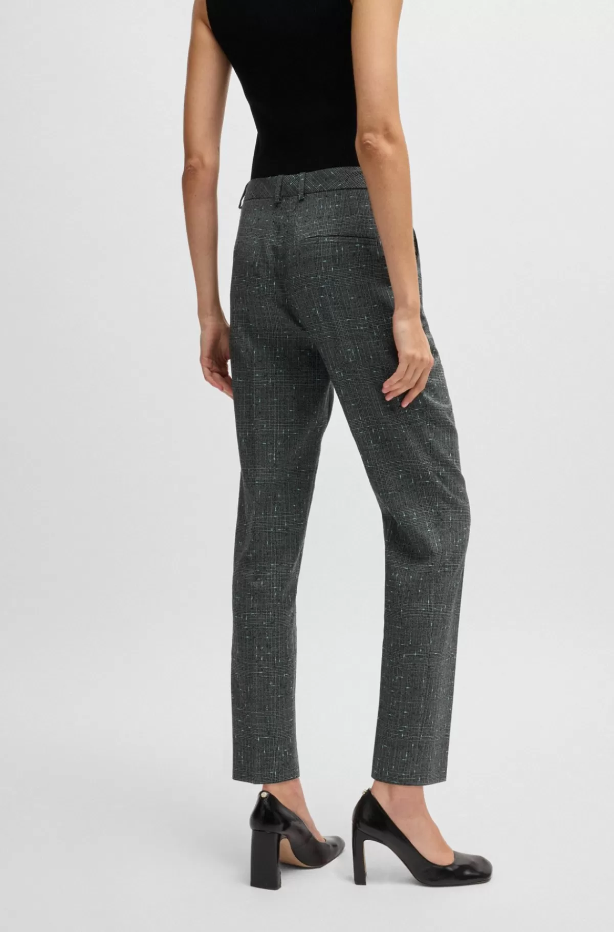HUGO BOSS Regular Fit Ternede Bukser I En Blanding Med Ny Uld Grå mønstret Flash Sale