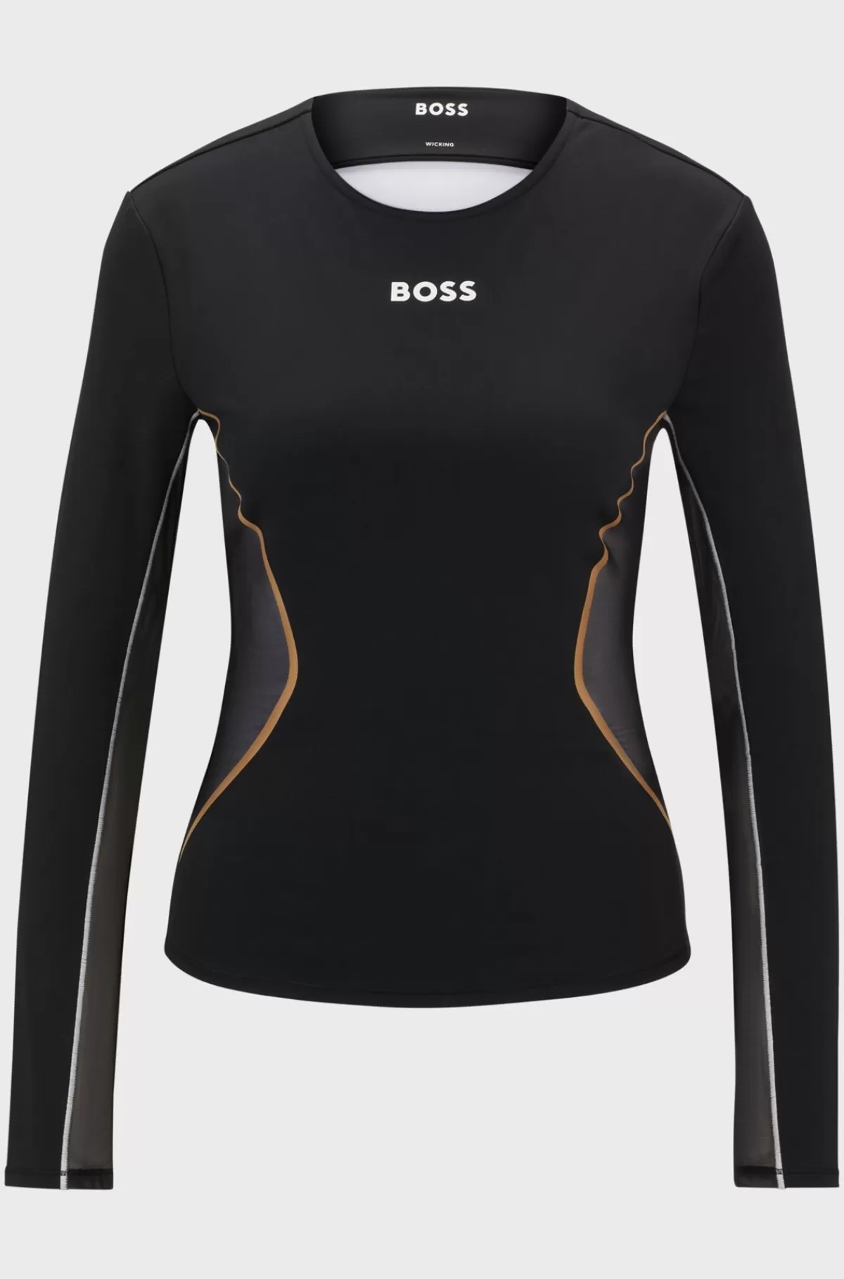 HUGO BOSS Regular Fit Top I Jersey Med Stræk Samt Udskæring I Ryggen Sort Outlet