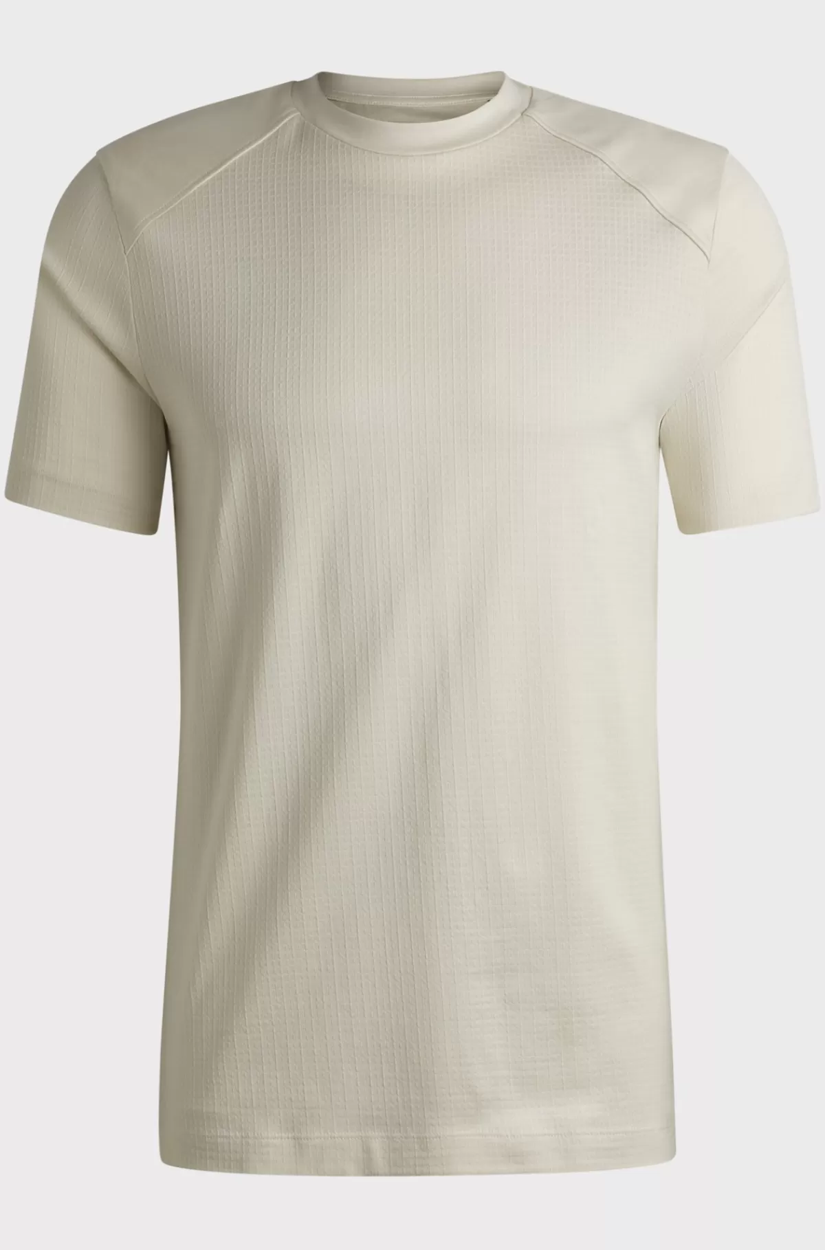 HUGO BOSS Regular Fit T-shirt I Bomuld Med Ripstopvævning Samt Ensfarvede Detaljer Naturlig Store