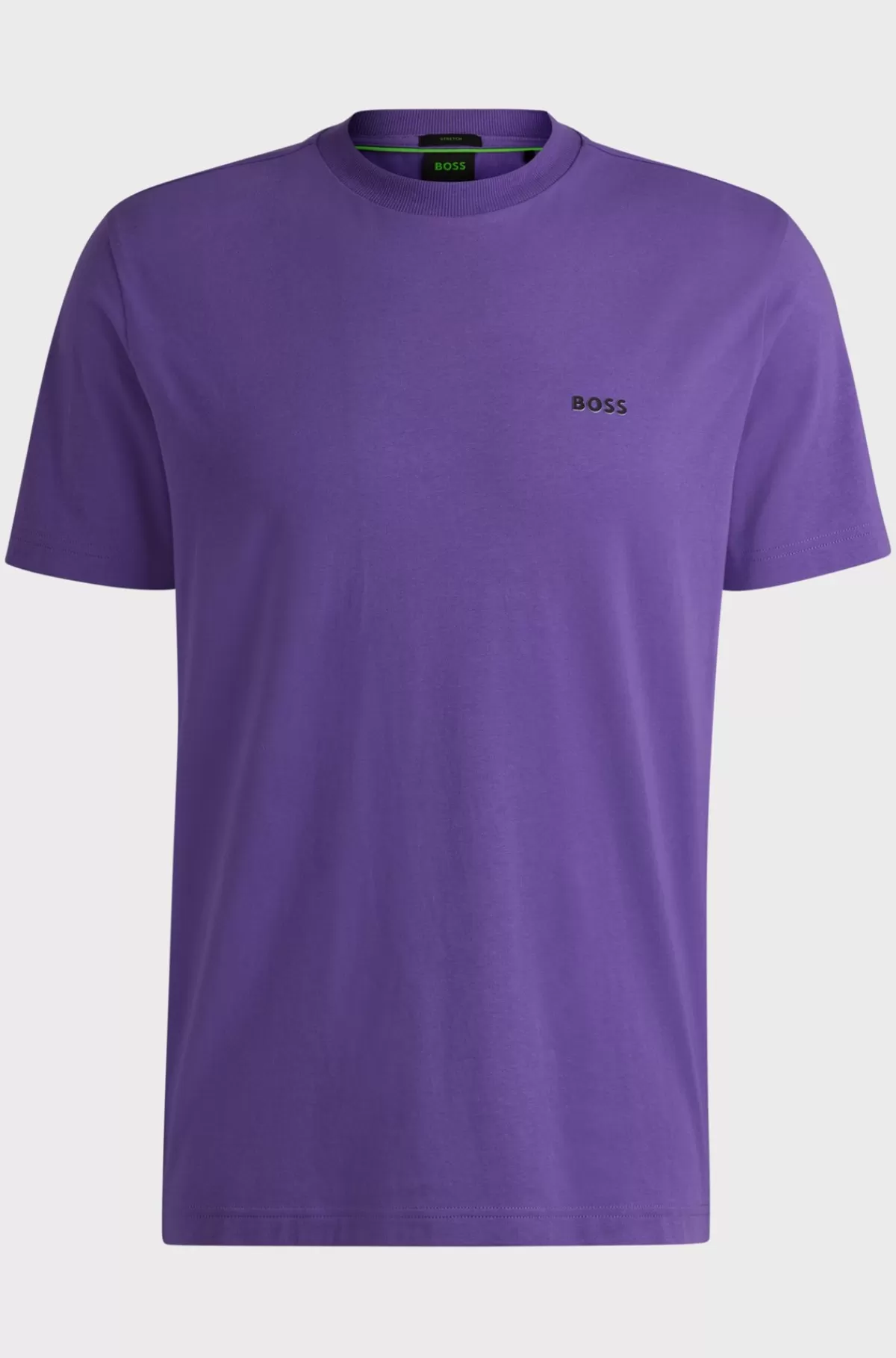 HUGO BOSS Regular Fit T-shirt I Bomuld Med Stræk Og Logo I Kontrastfarve Mørklilla Best