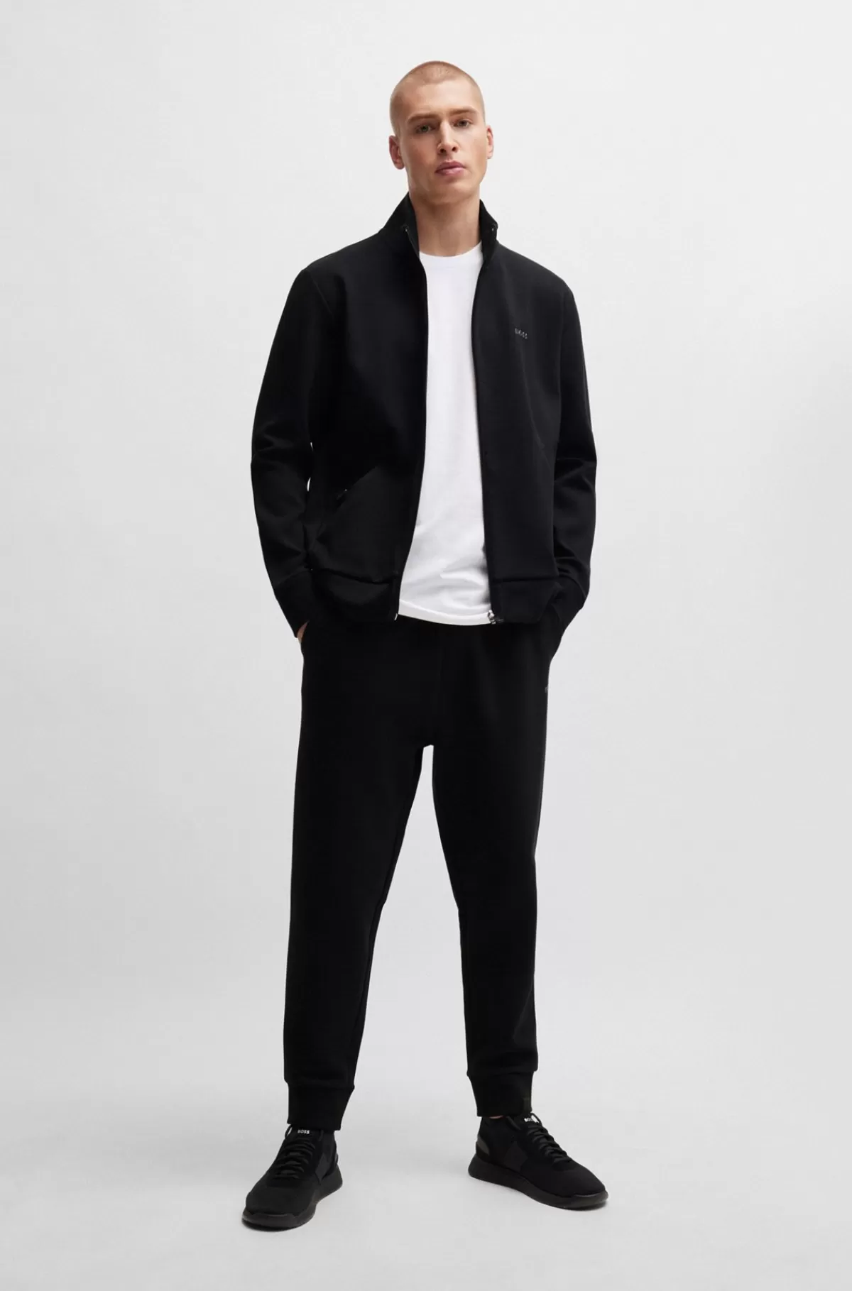 HUGO BOSS Regular Fit T-shirt I Bomuld Med Stræk Og Logo I Kontrastfarve Hvid New