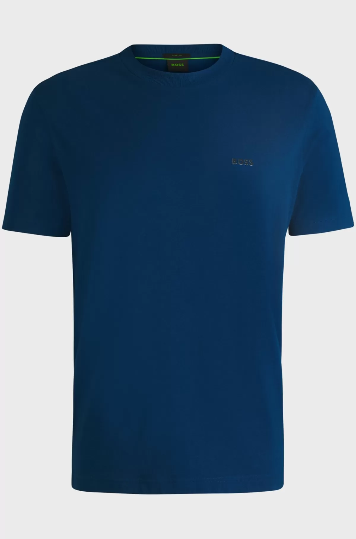 HUGO BOSS Regular Fit T-shirt I Bomuld Med Stræk Og Logo I Kontrastfarve Mørkeblå Cheap