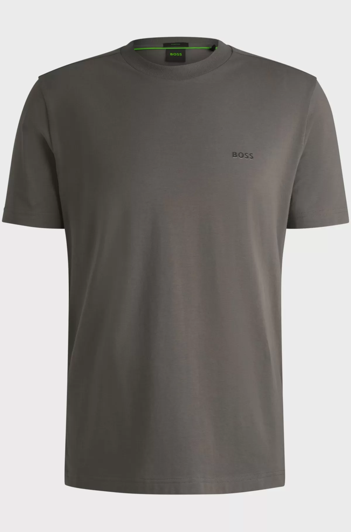 HUGO BOSS Regular Fit T-shirt I Bomuld Med Stræk Og Logo I Kontrastfarve Lysegrå Store