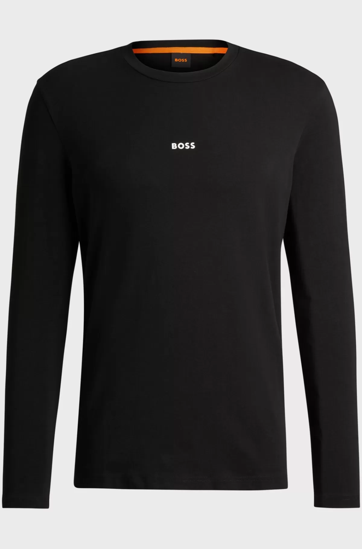 HUGO BOSS Regular Fit T-shirt I Bomuld Med Stræk Og Logo I Kontrastfarve Sort Store