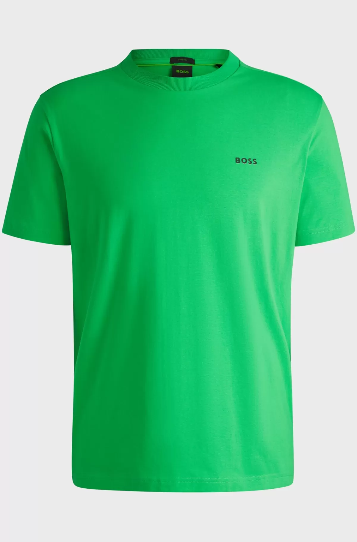 HUGO BOSS Regular Fit T-shirt I Bomuld Med Stræk Og Logo I Kontrastfarve Grøn Cheap