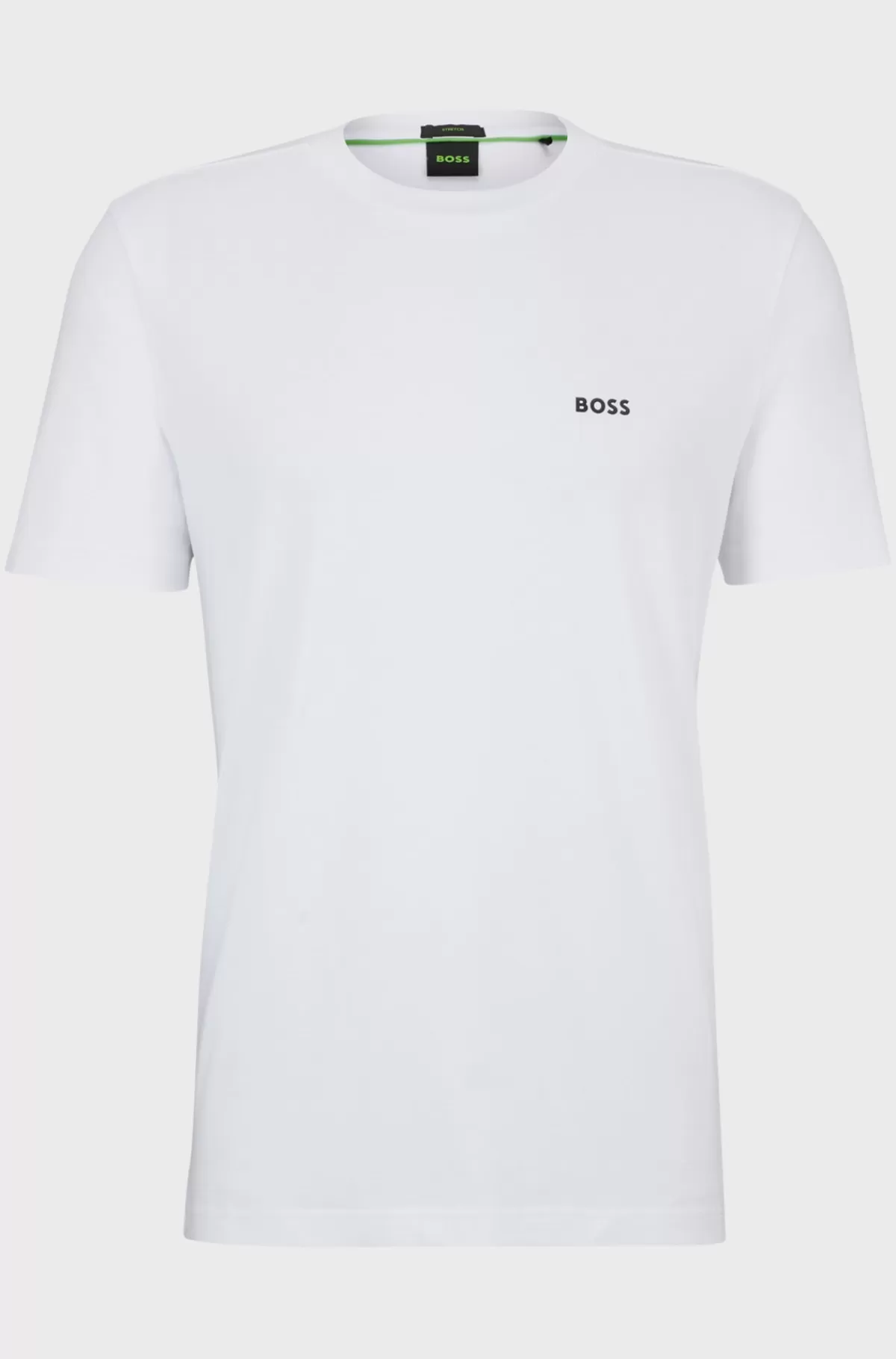 HUGO BOSS Regular Fit T-shirt I Bomuld Med Stræk Og Logo I Kontrastfarve Hvid New