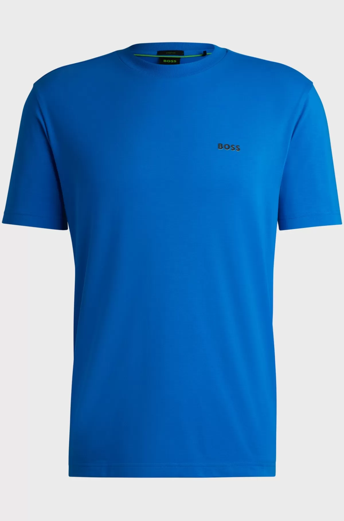 HUGO BOSS Regular Fit T-shirt I Bomuld Med Stræk Og Logo I Kontrastfarve Blå Hot