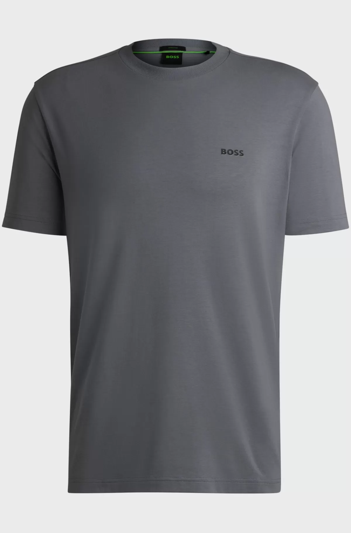 HUGO BOSS Regular Fit T-shirt I Bomuld Med Stræk Og Logo I Kontrastfarve Grå Online