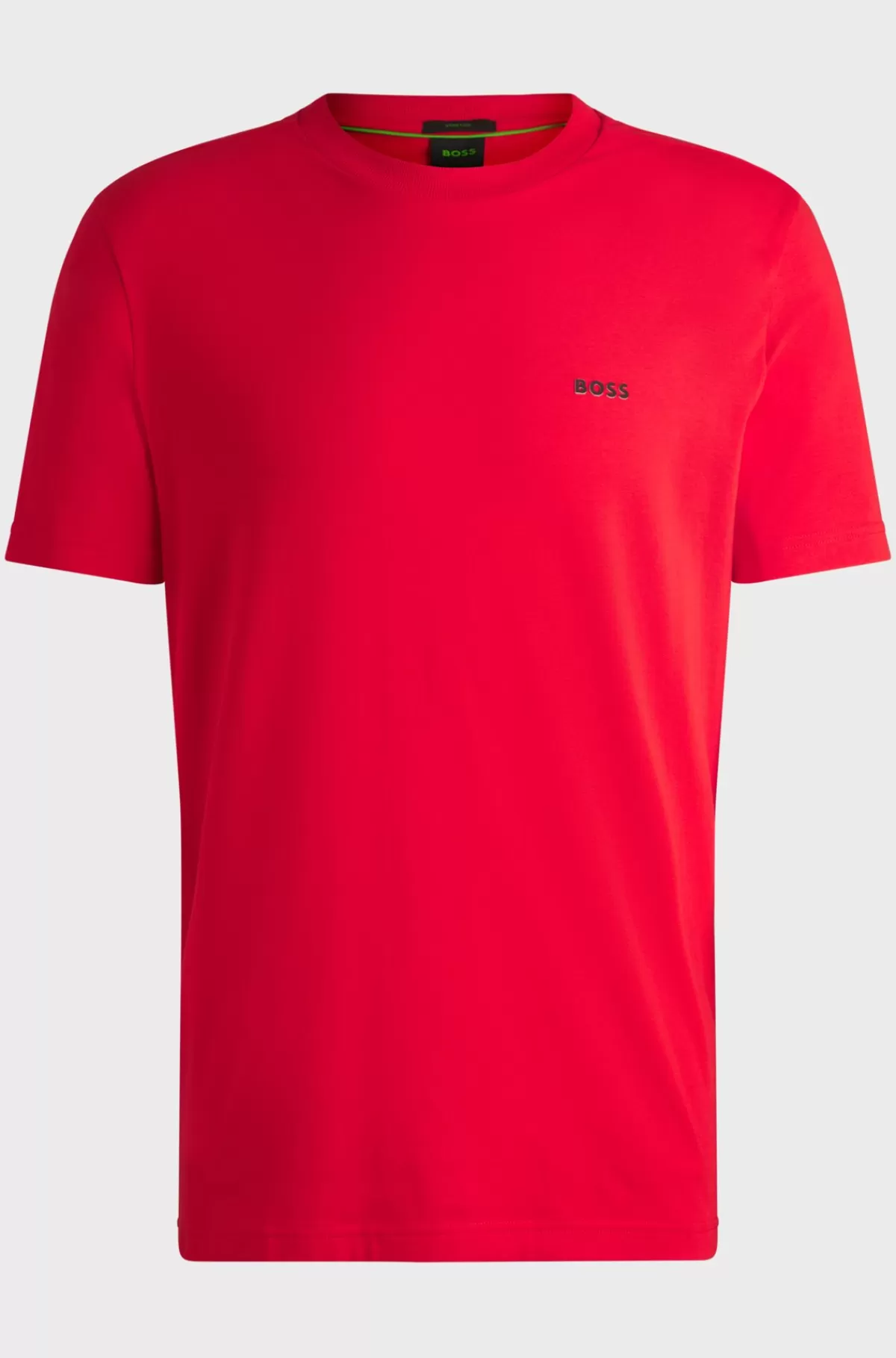 HUGO BOSS Regular Fit T-shirt I Bomuld Med Stræk Og Logo I Kontrastfarve Rød Outlet