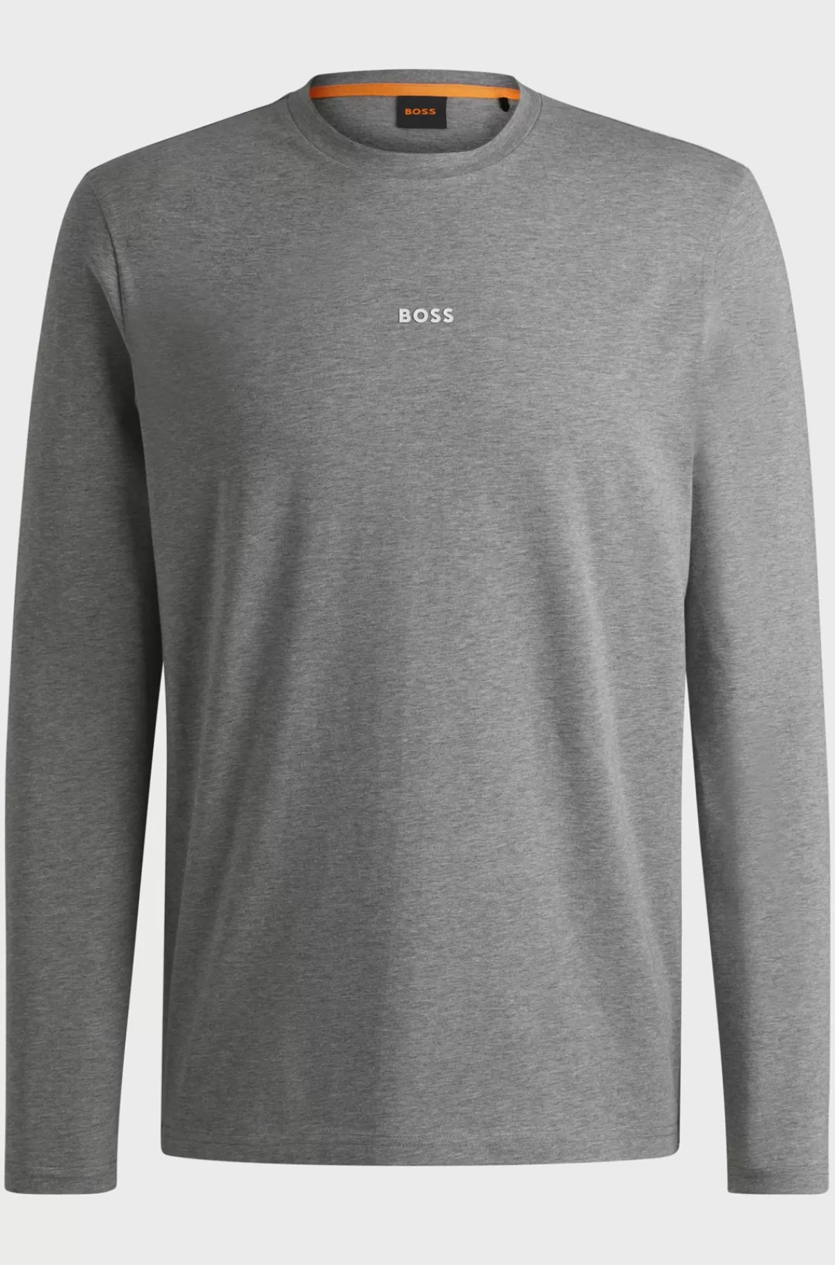 HUGO BOSS Regular Fit T-shirt I Bomuld Med Stræk Og Logo I Kontrastfarve Lysegrå Online