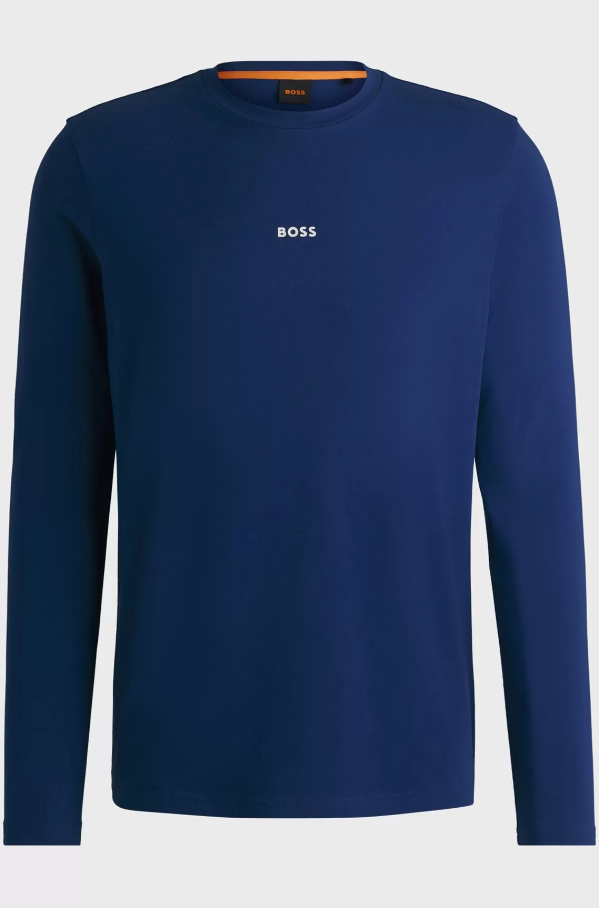 HUGO BOSS Regular Fit T-shirt I Bomuld Med Stræk Og Logo I Kontrastfarve Blå Best Sale