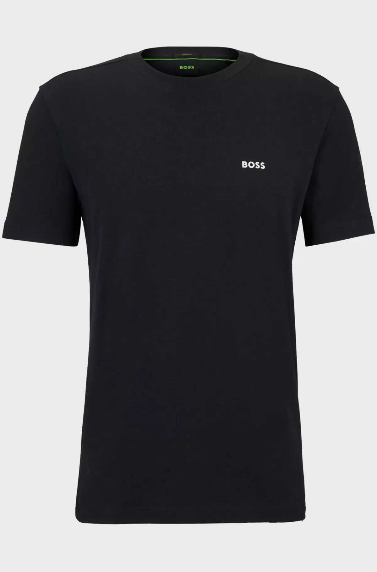 HUGO BOSS Regular Fit T-shirt I Bomuld Med Stræk Og Logo I Kontrastfarve Mørkeblå Cheap