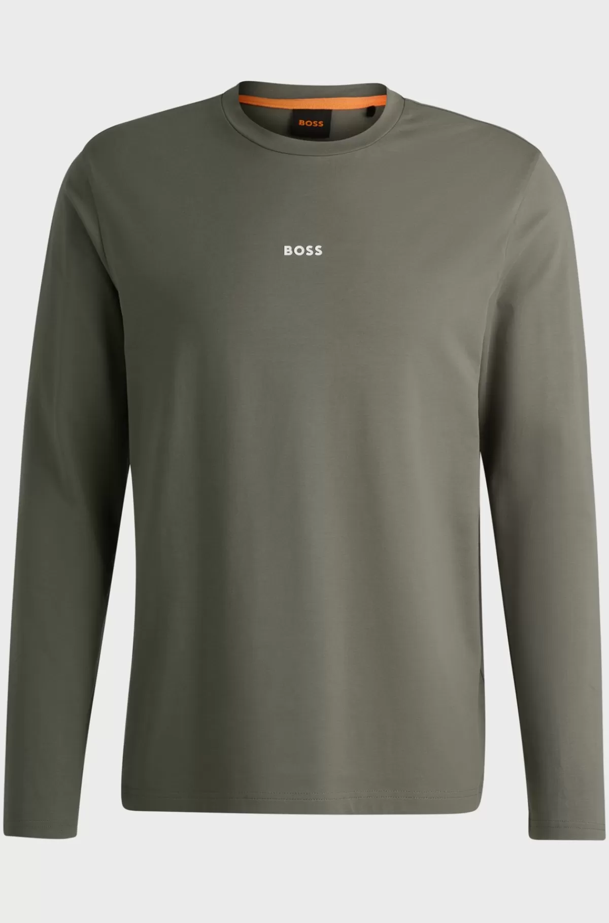 HUGO BOSS Regular Fit T-shirt I Bomuld Med Stræk Og Logo I Kontrastfarve Mørkegrå Cheap