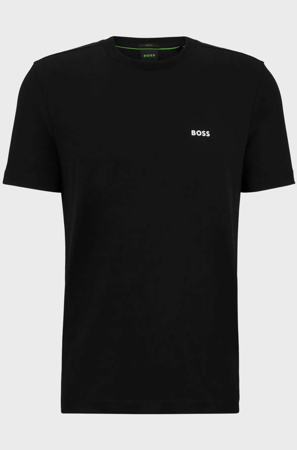 HUGO BOSS Regular Fit T-shirt I Bomuld Med Stræk Og Logo I Kontrastfarve Sort Shop