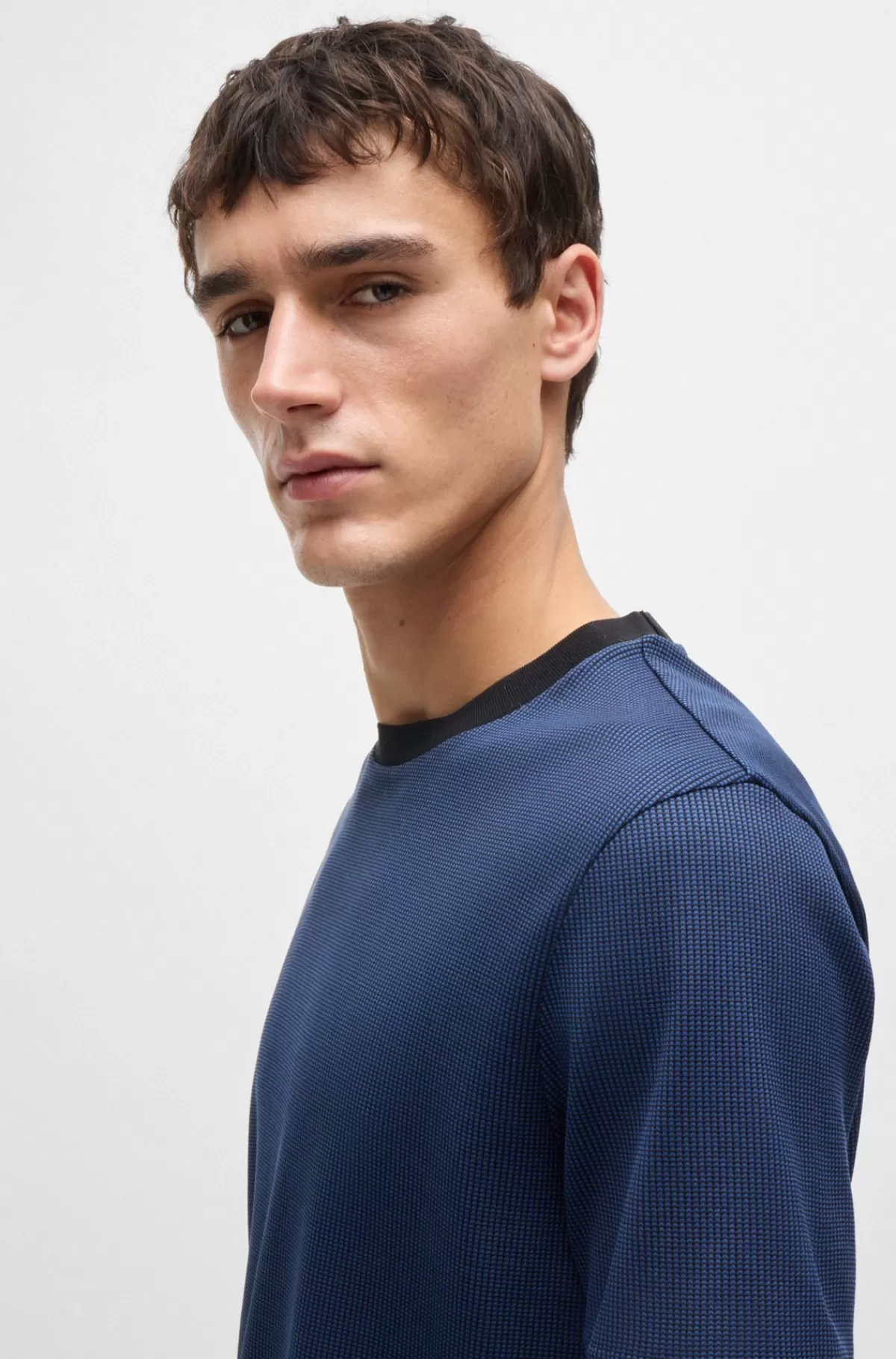 HUGO BOSS Regular Fit T-shirt I Bomuld Med Struktur Mørkeblå Hot