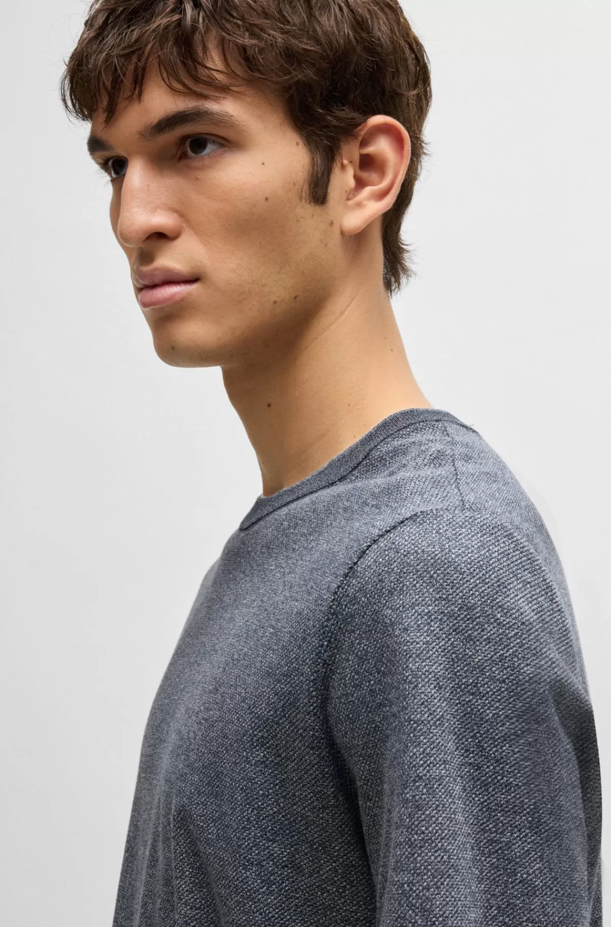HUGO BOSS Regular Fit T-shirt I Bomuld Og Silke Mørkeblå Best Sale
