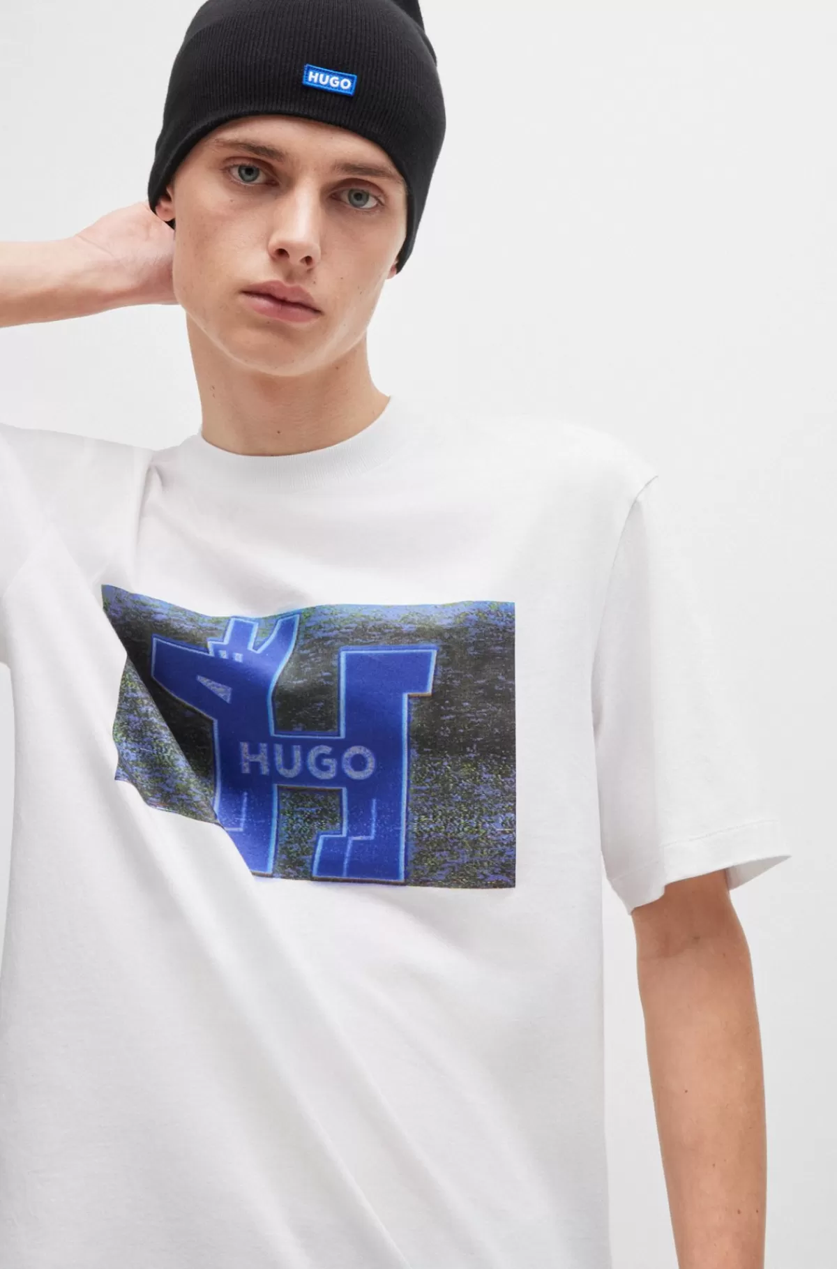 HUGO BOSS Regular Fit T-shirt I Bomuldsjersey Med Logo Hvid Fashion