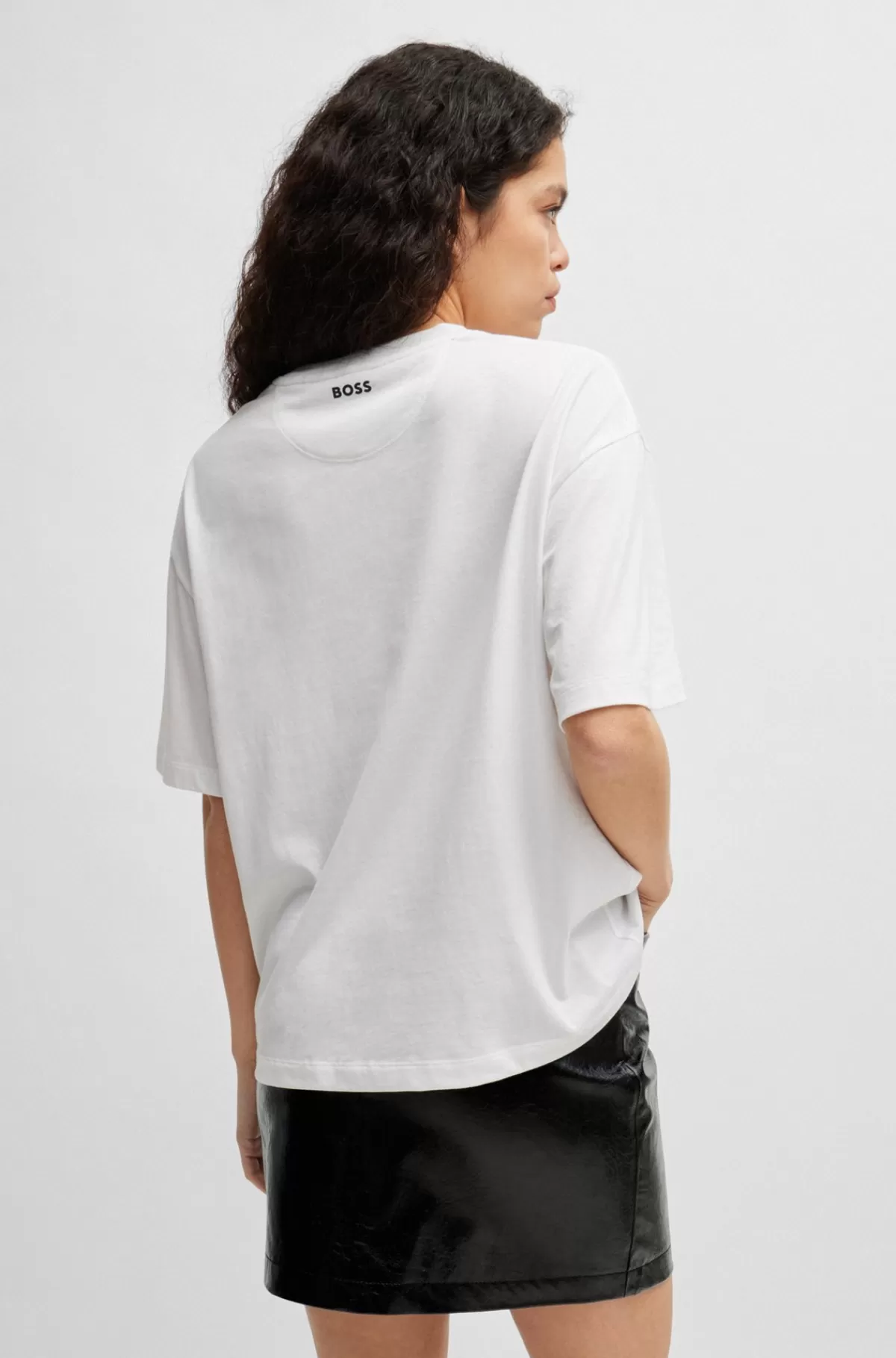HUGO BOSS Regular Fit T-shirt I Bomuldsjersey Og Printet Slogan Hvid Best
