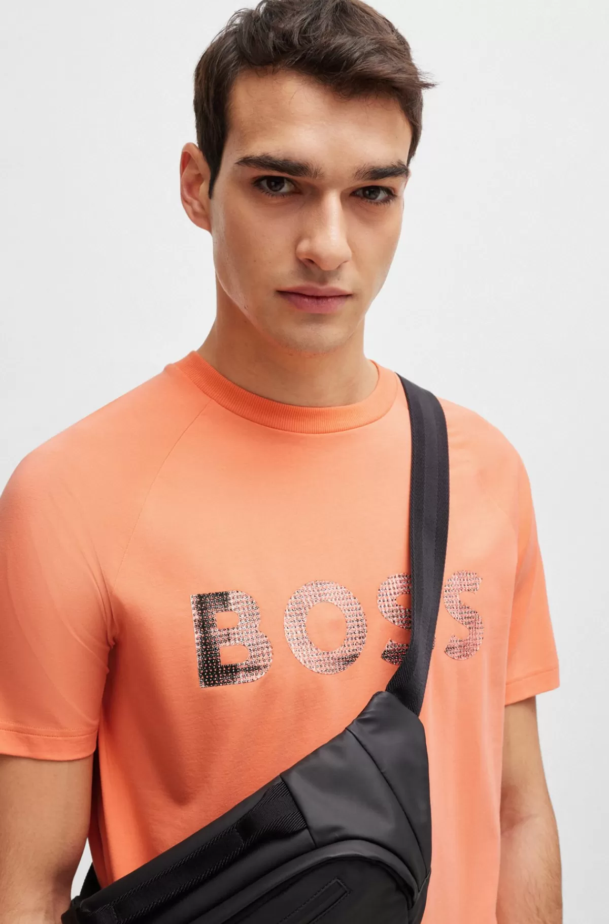 HUGO BOSS Regular Fit T-shirti Bomuldsjersey Med Sæsonbetonet Logo Lyserød Hot