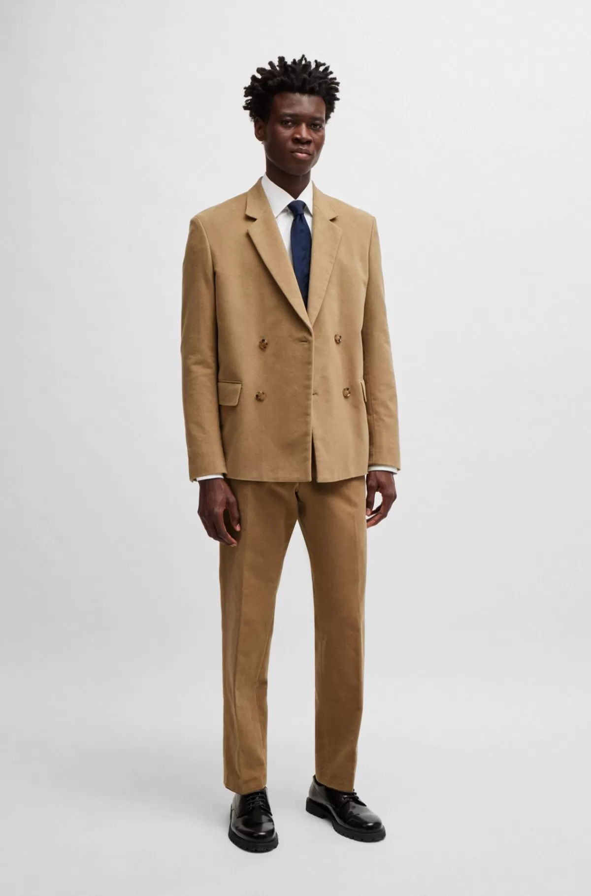 HUGO BOSS Relaxed Fit Bukser I Vævet Bomuldstwill Beige Shop