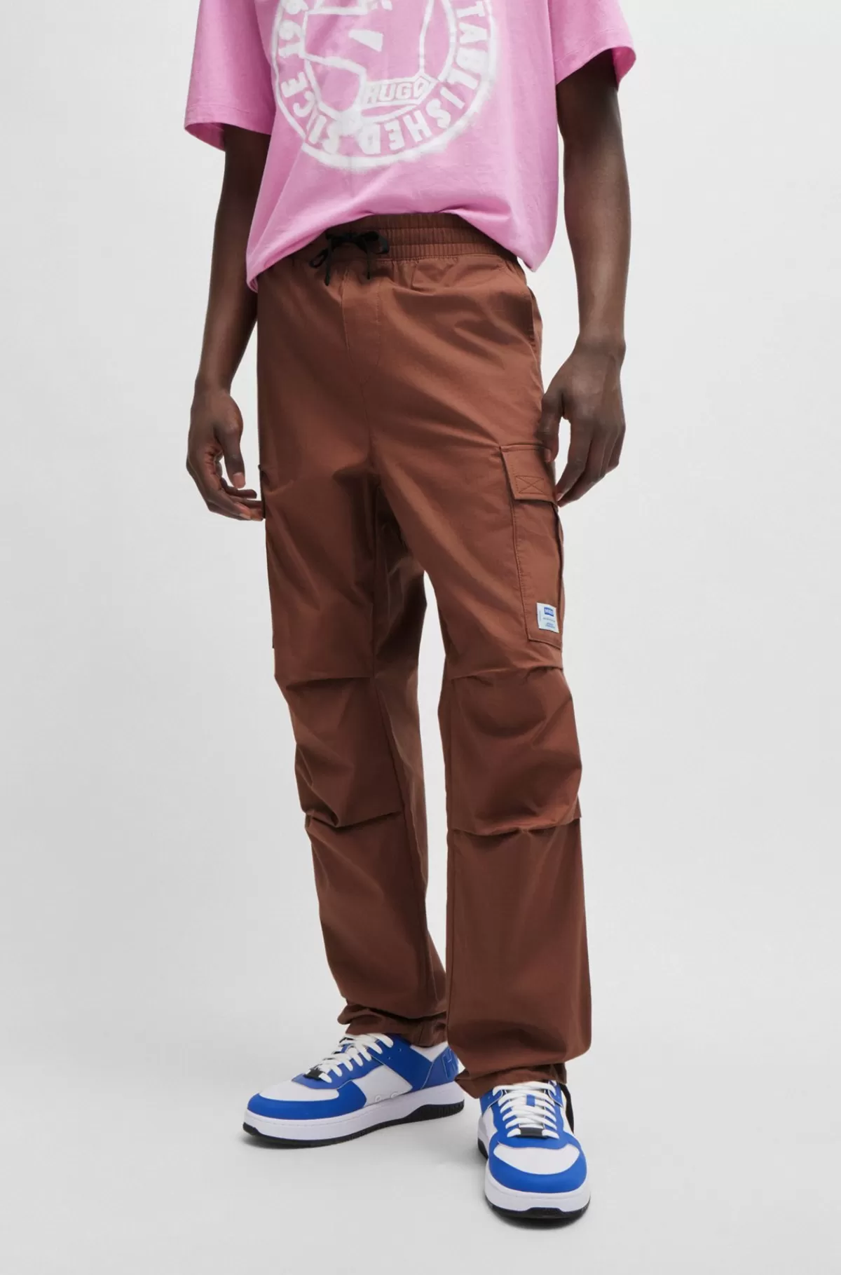 HUGO BOSS Relaxed Fit Cargobukser I Struktureret Bomuld Brun Best Sale