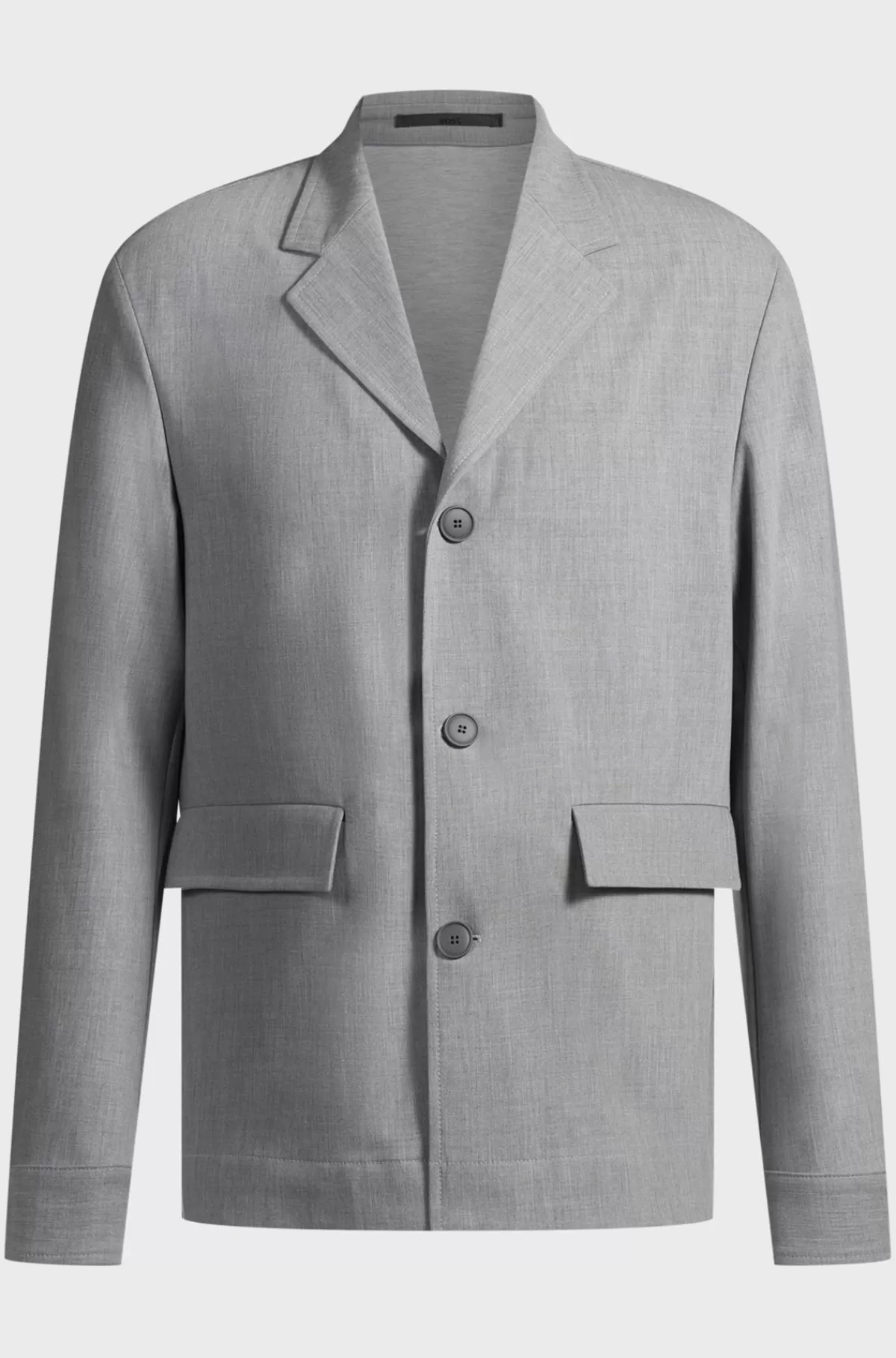 HUGO BOSS Relaxed Fit Jakke I Sammensat Stof Med Stræk Grå Cheap