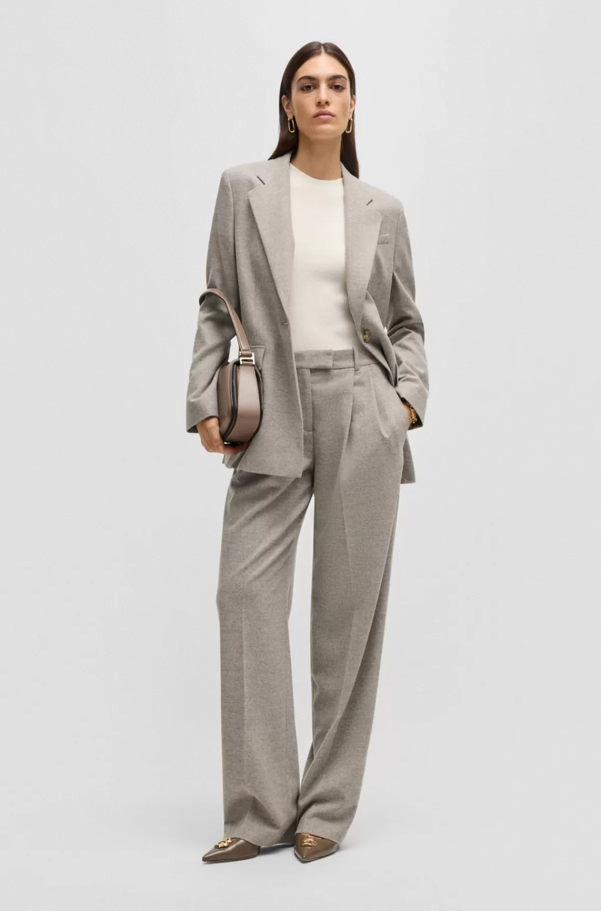 HUGO BOSS Relaxed Fit Jakke I Stof Med Stræk Lysegrå Best