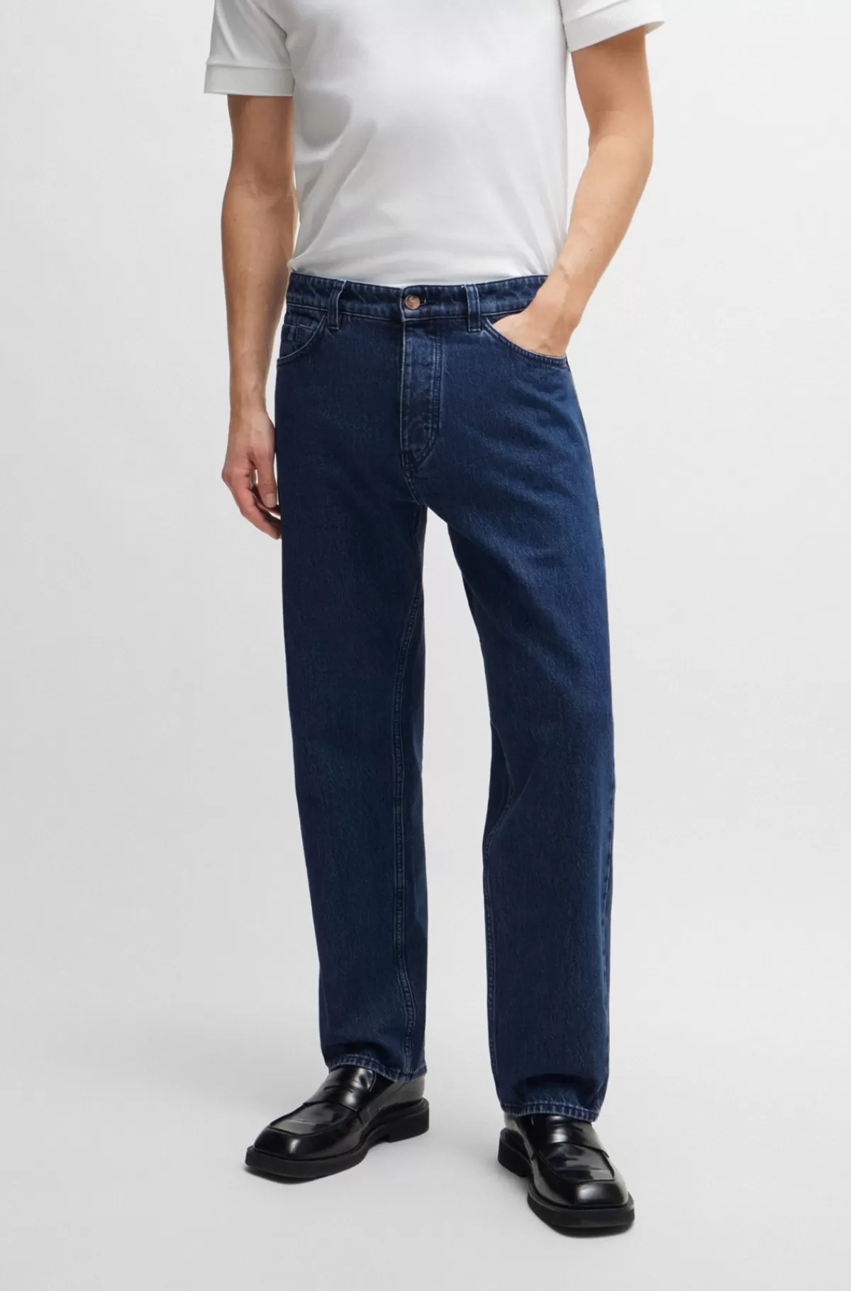 HUGO BOSS Relaxed Fit Jeans I Denim Uden Stræk Blå Store