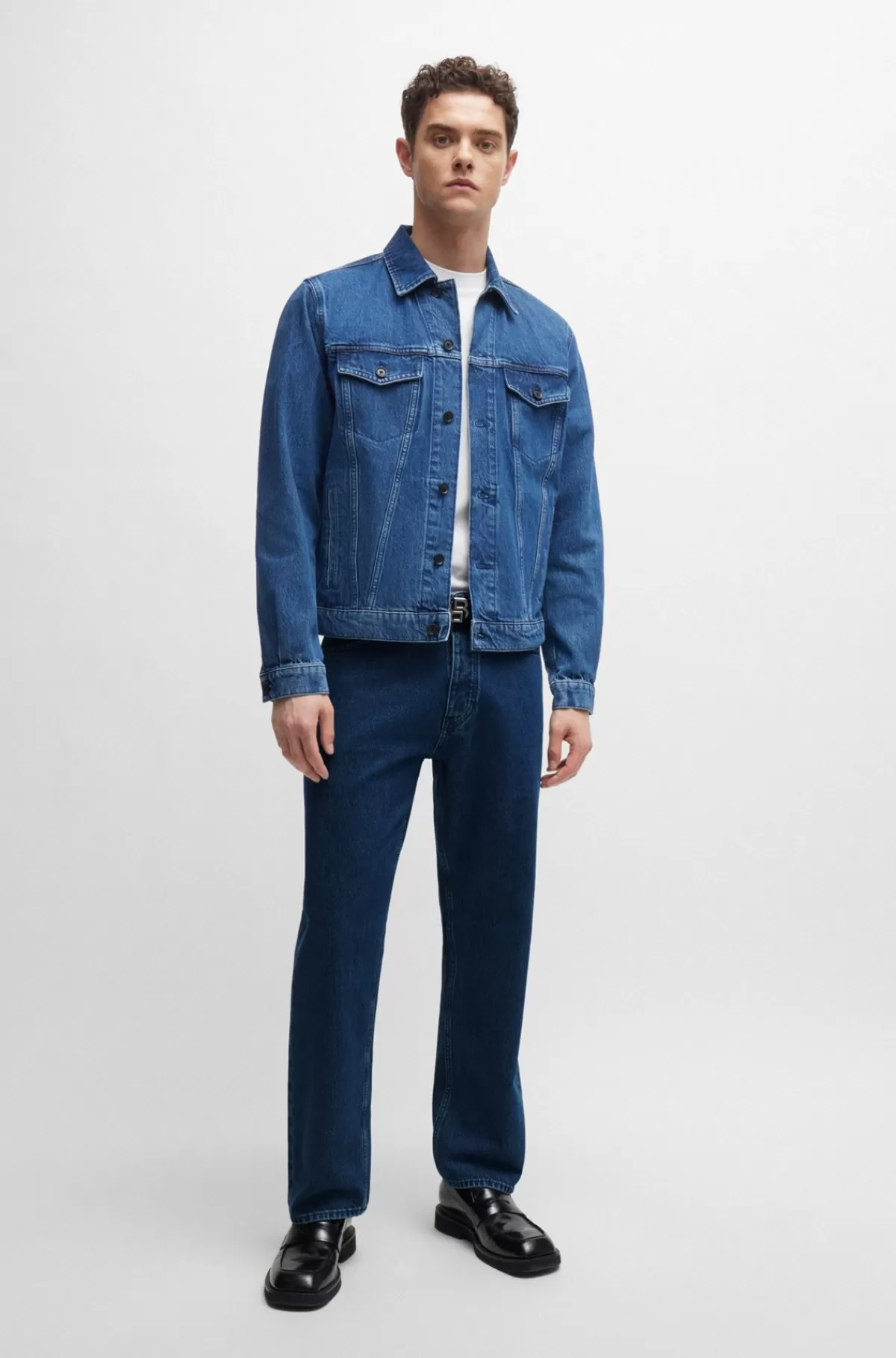 HUGO BOSS Relaxed Fit Jeans I Denim Uden Stræk Blå Store