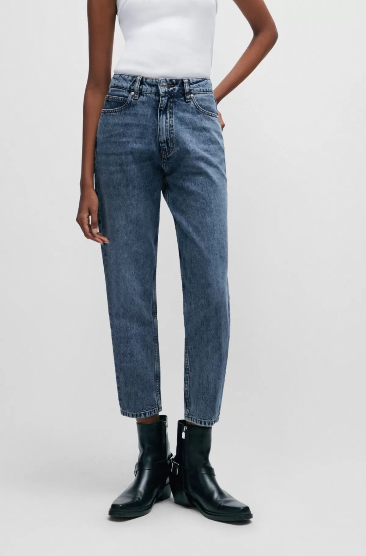 HUGO BOSS Relaxed Fit Mom Jeans I Denim Uden Stræk Blå Flash Sale