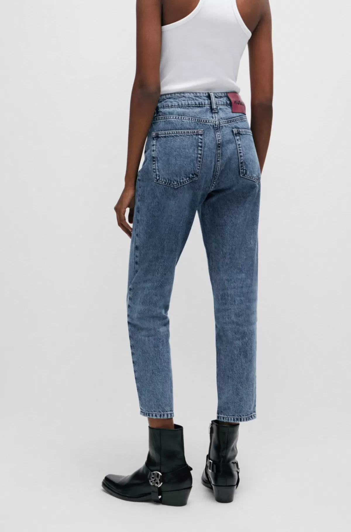 HUGO BOSS Relaxed Fit Mom Jeans I Denim Uden Stræk Blå Flash Sale
