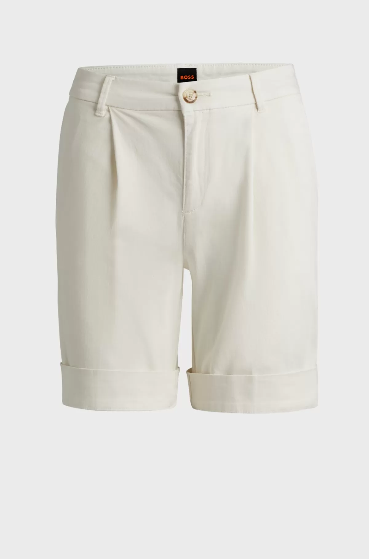 HUGO BOSS Relaxed Fit Shorts I Bomuld Med Stræk Og Høj Talje Naturlig Best