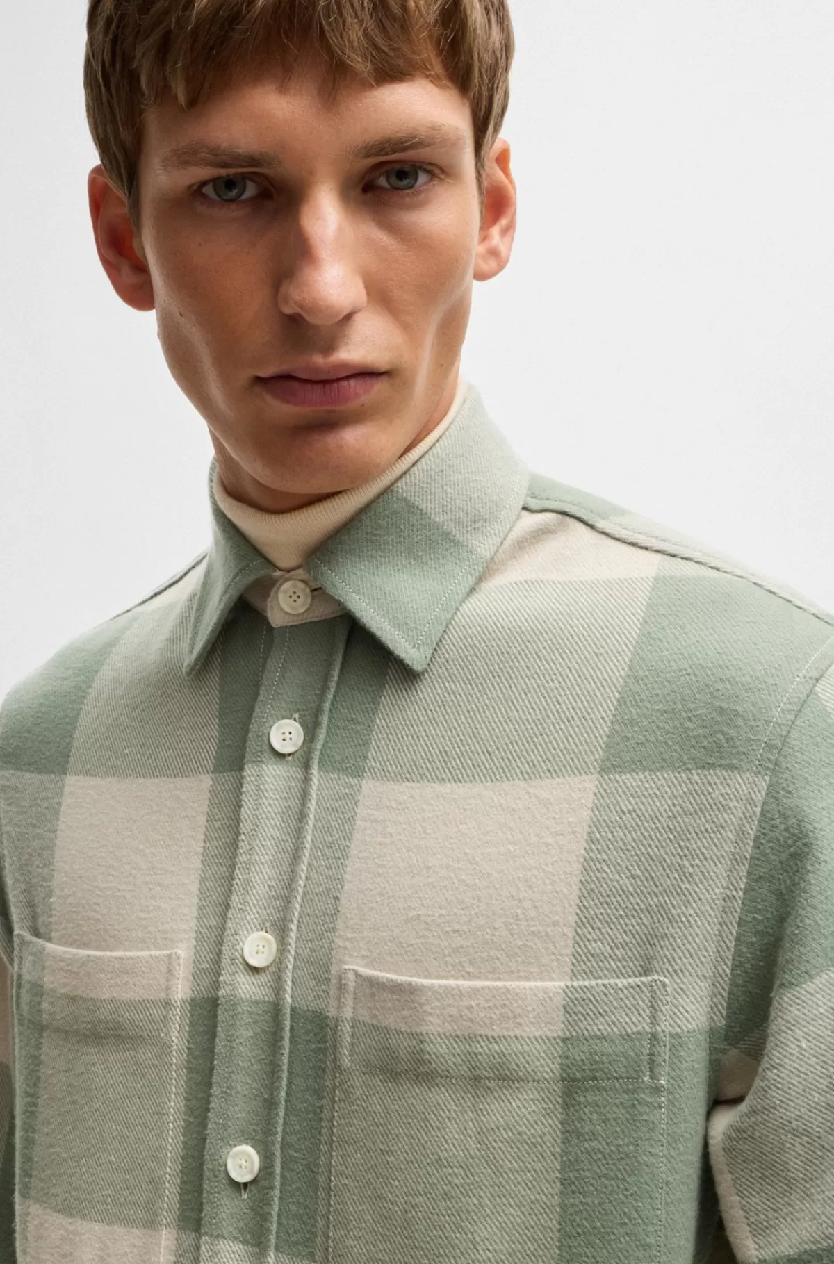 HUGO BOSS Relaxed Fit Skjorte I Ternet Bomuldsflannel Grøn mønstret Shop