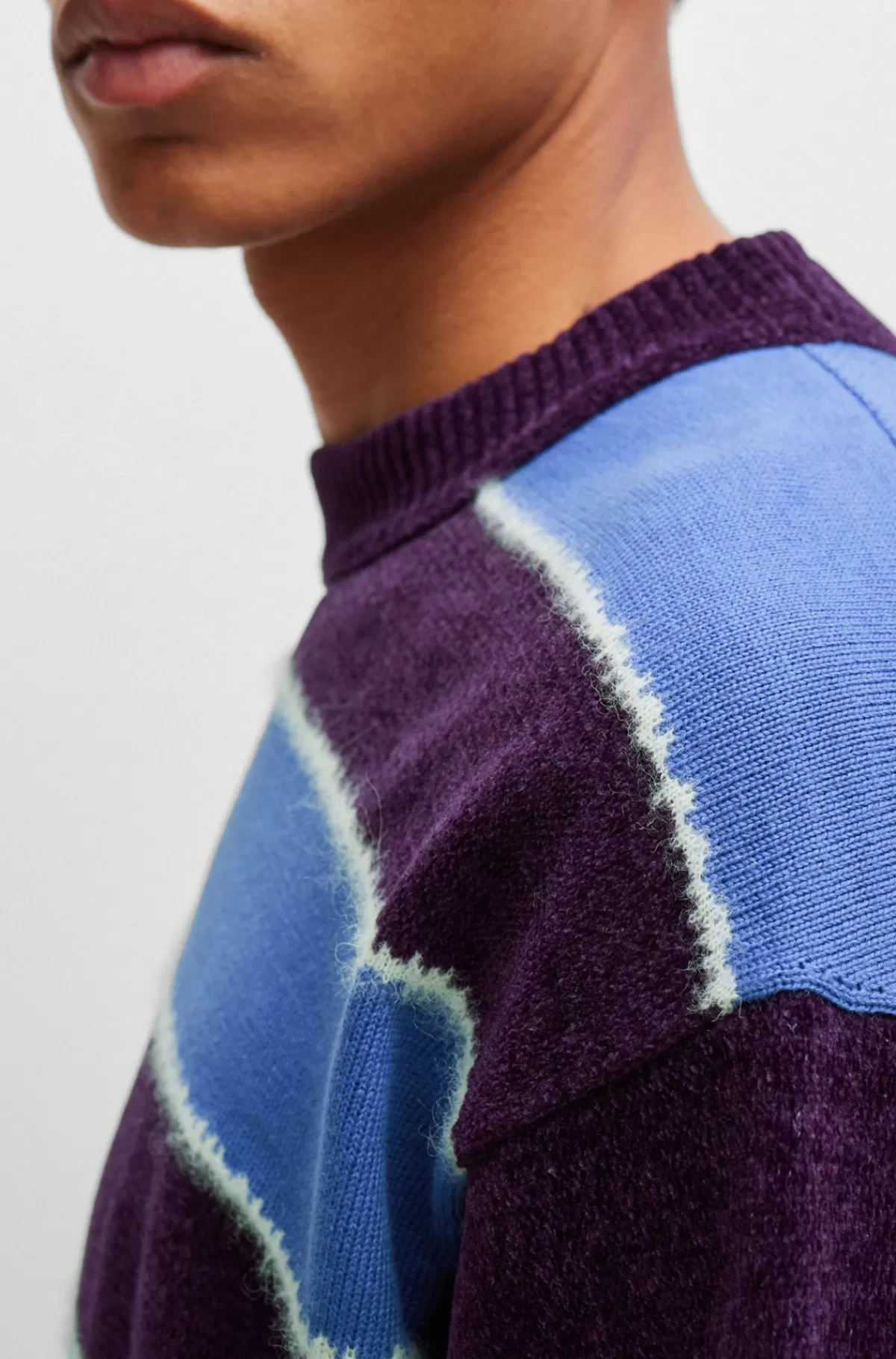 HUGO BOSS Relaxed Fit Sweater I Bomuldsblanding Med Strikkede Striber Lilla Best Sale