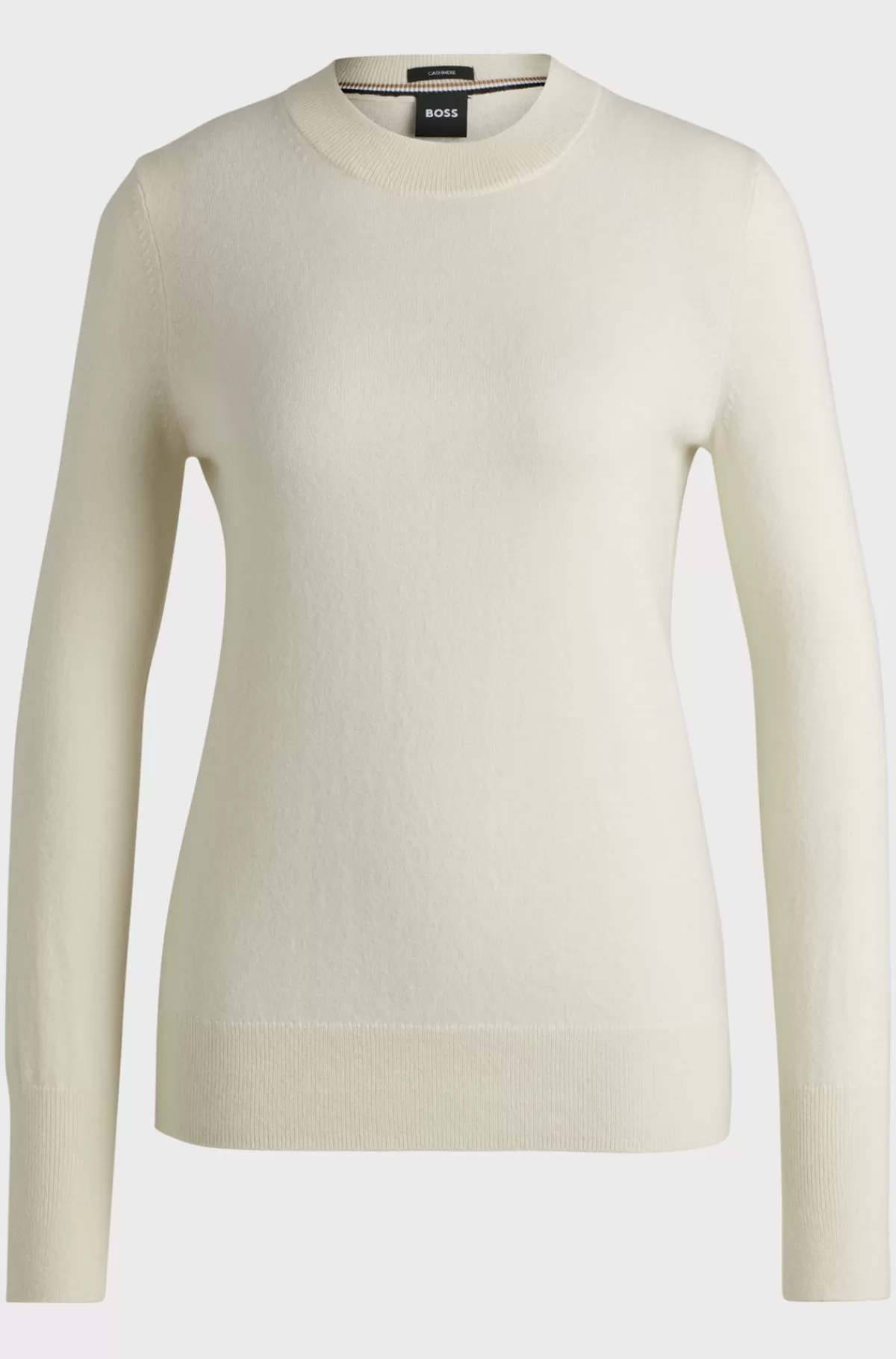 HUGO BOSS Relaxed Fit Sweater I Luksuriøs Kashmir Hvid Discount