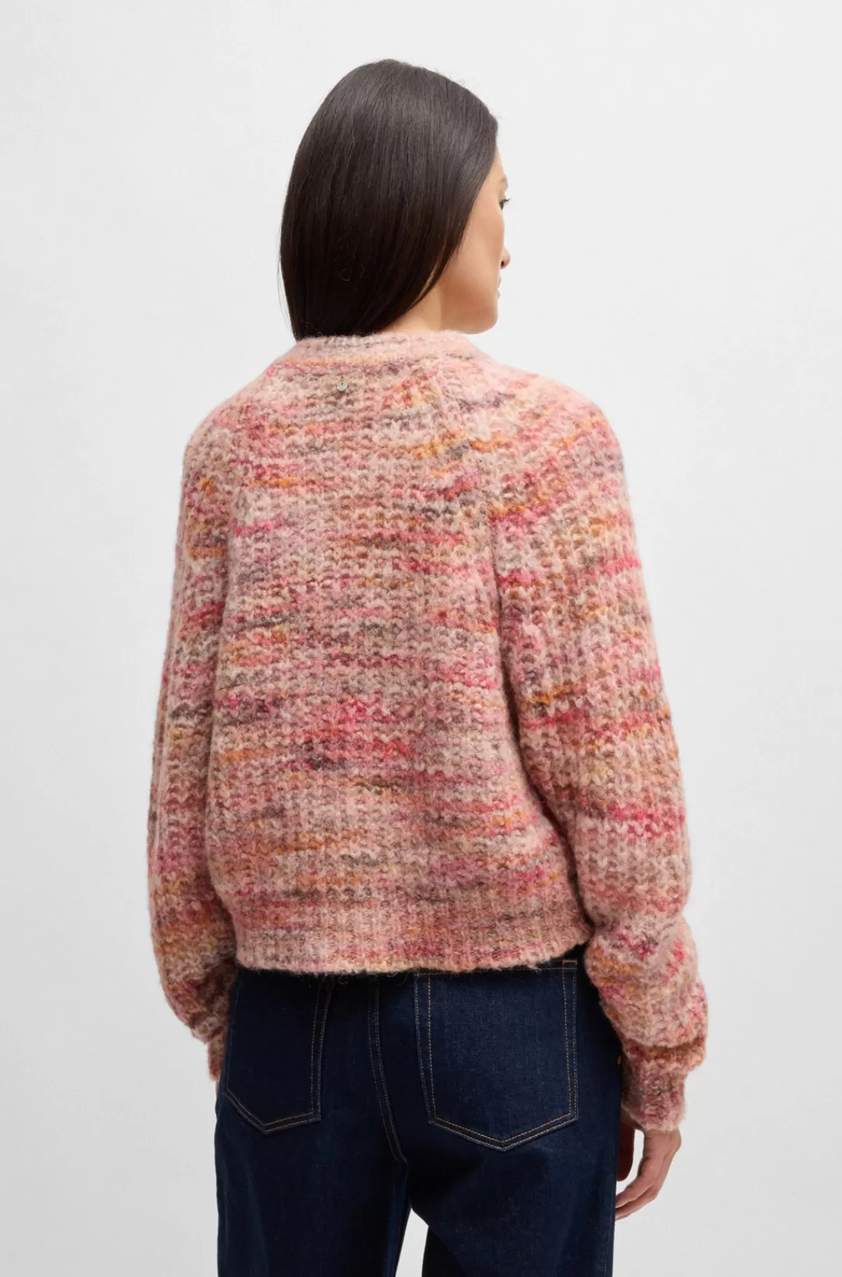 HUGO BOSS Relaxed Fit Sweater I Multifarvet Garn I En Alpakablanding Mønstret Hot