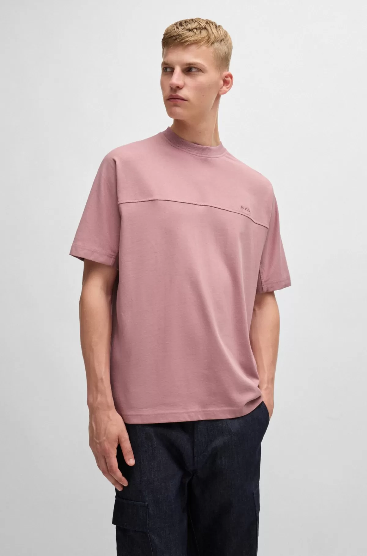 HUGO BOSS Relaxed Fit T-shirt I Bomuld Med Logo Lys pink Cheap