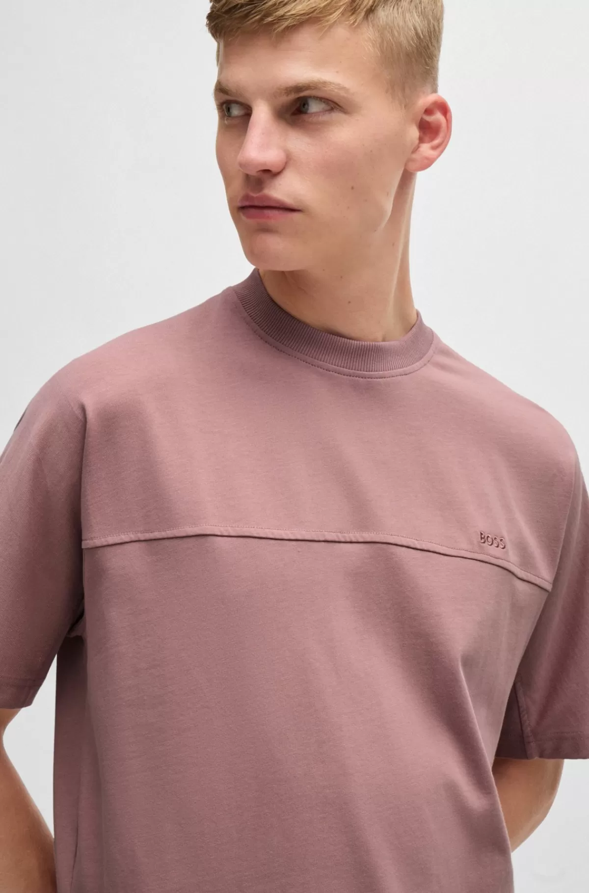 HUGO BOSS Relaxed Fit T-shirt I Bomuld Med Logo Lys pink Cheap