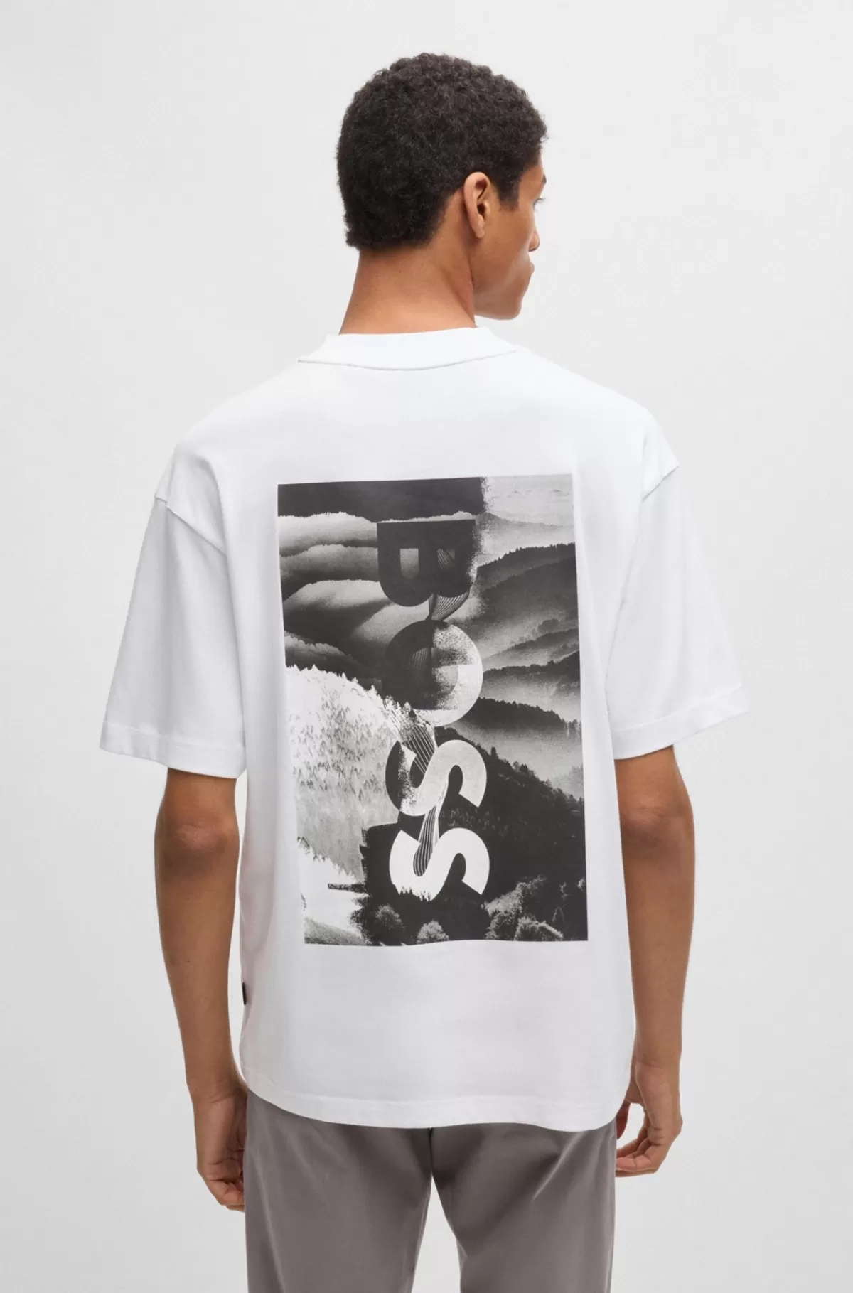 HUGO BOSS Relaxed Fit T-shirt I Bomuld Med Logografik Hvid Store
