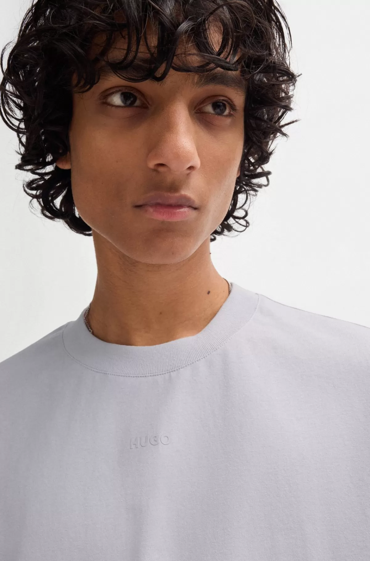 HUGO BOSS Relaxed Fit T-shirt I Bomuld Med Logoprint Lyslilla Discount