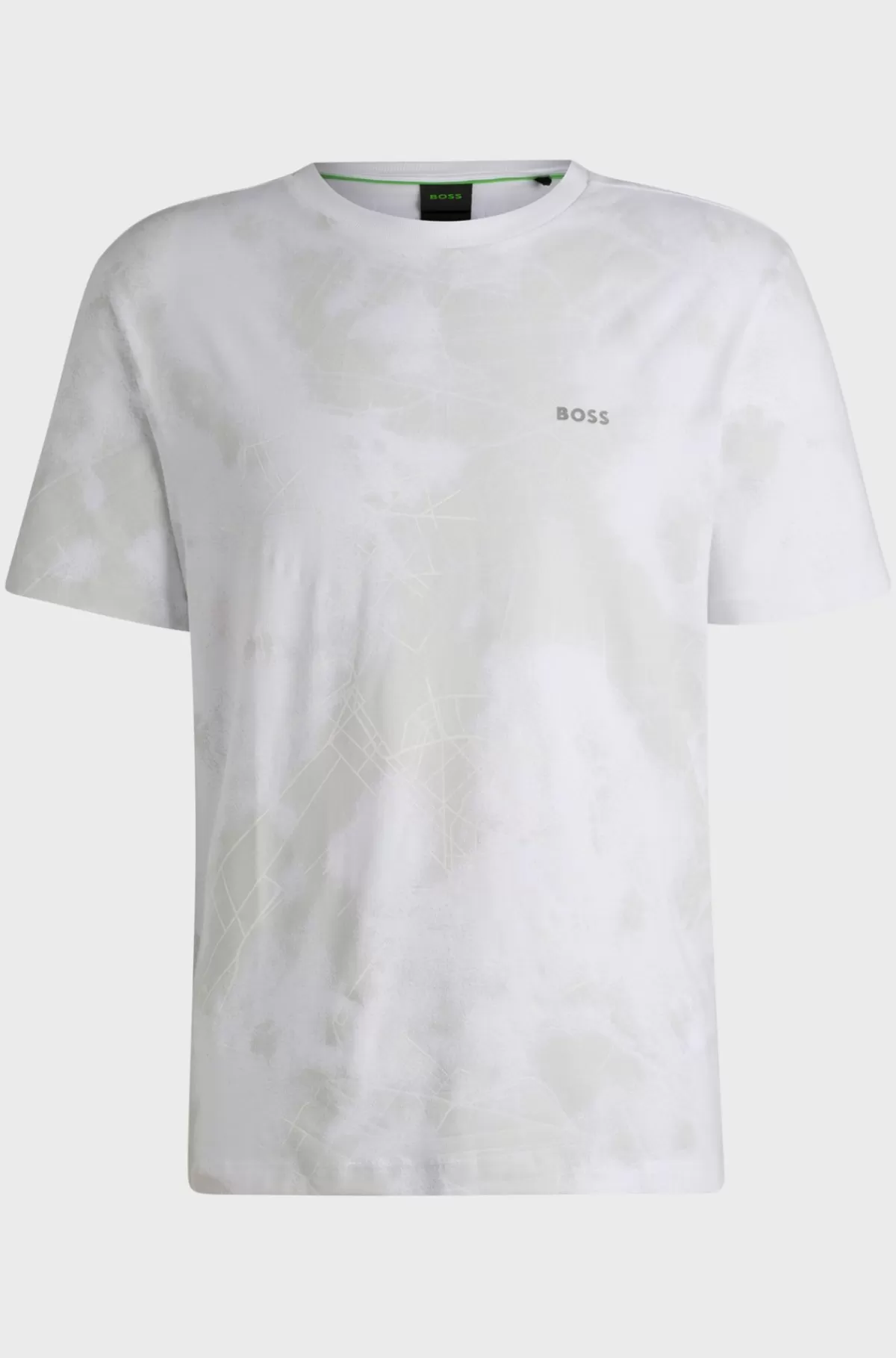 HUGO BOSS Relaxed Fit T-shirt I Bomuldsblanding Med Dekorativt Reflekterende Print Naturlig Best
